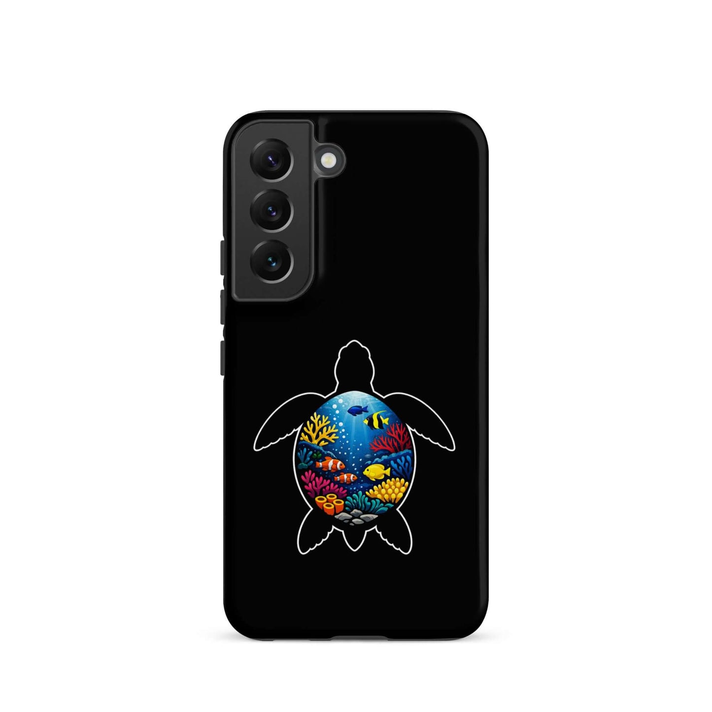 Phone case for Samsung Galaxy featuring vibrant sea turtle reef design and durable protection.