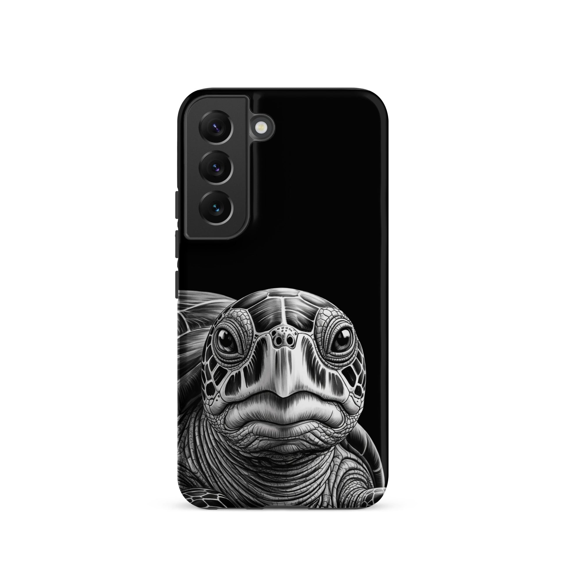 Phone Case for Samsung Galaxy with ancient sea turtle design, black and white illustration.