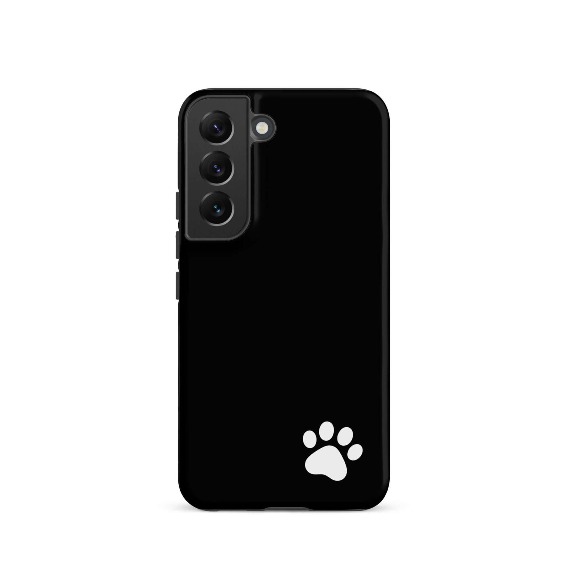 Phone Case for Samsung Galaxy, black with white paw print, minimalist and stylish design.
