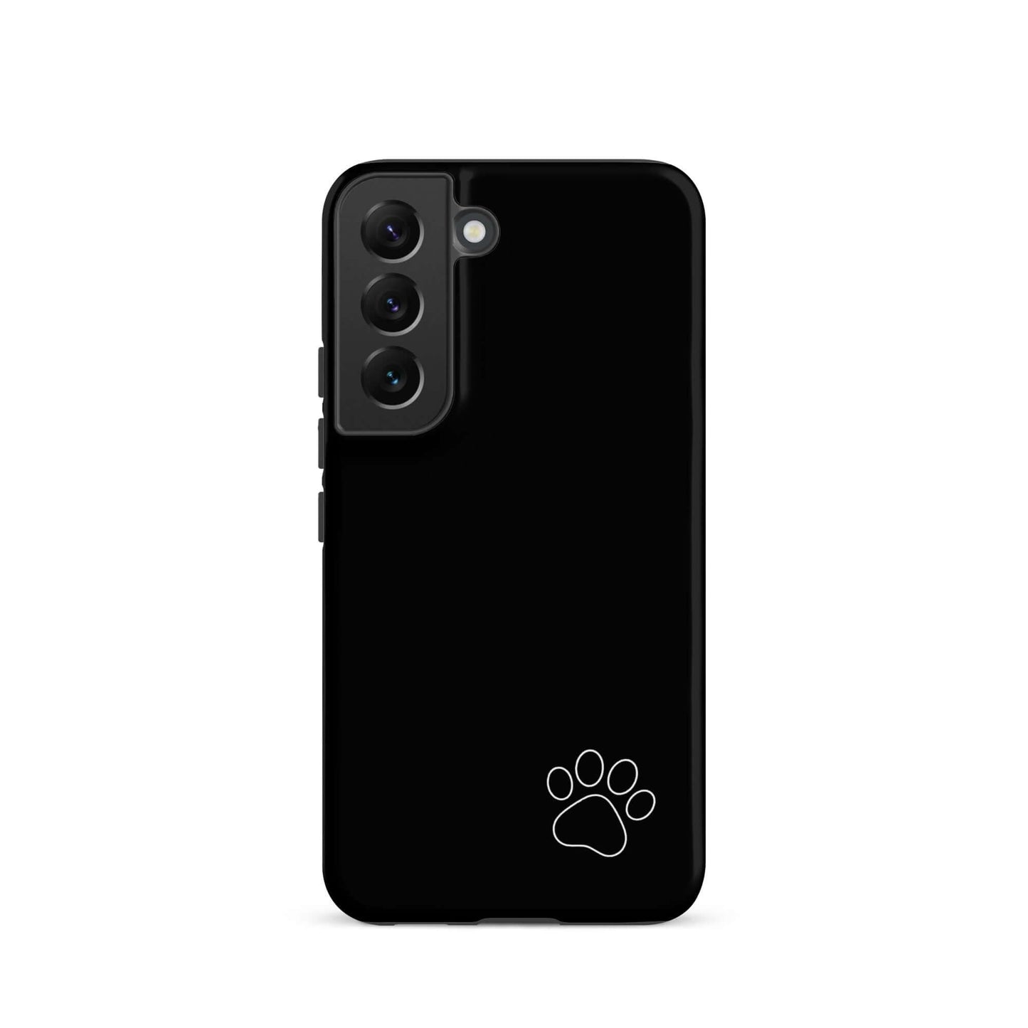 Phone Case for Samsung Galaxy with black design and white paw print, minimalist statement piece, tough and stylish accessory.