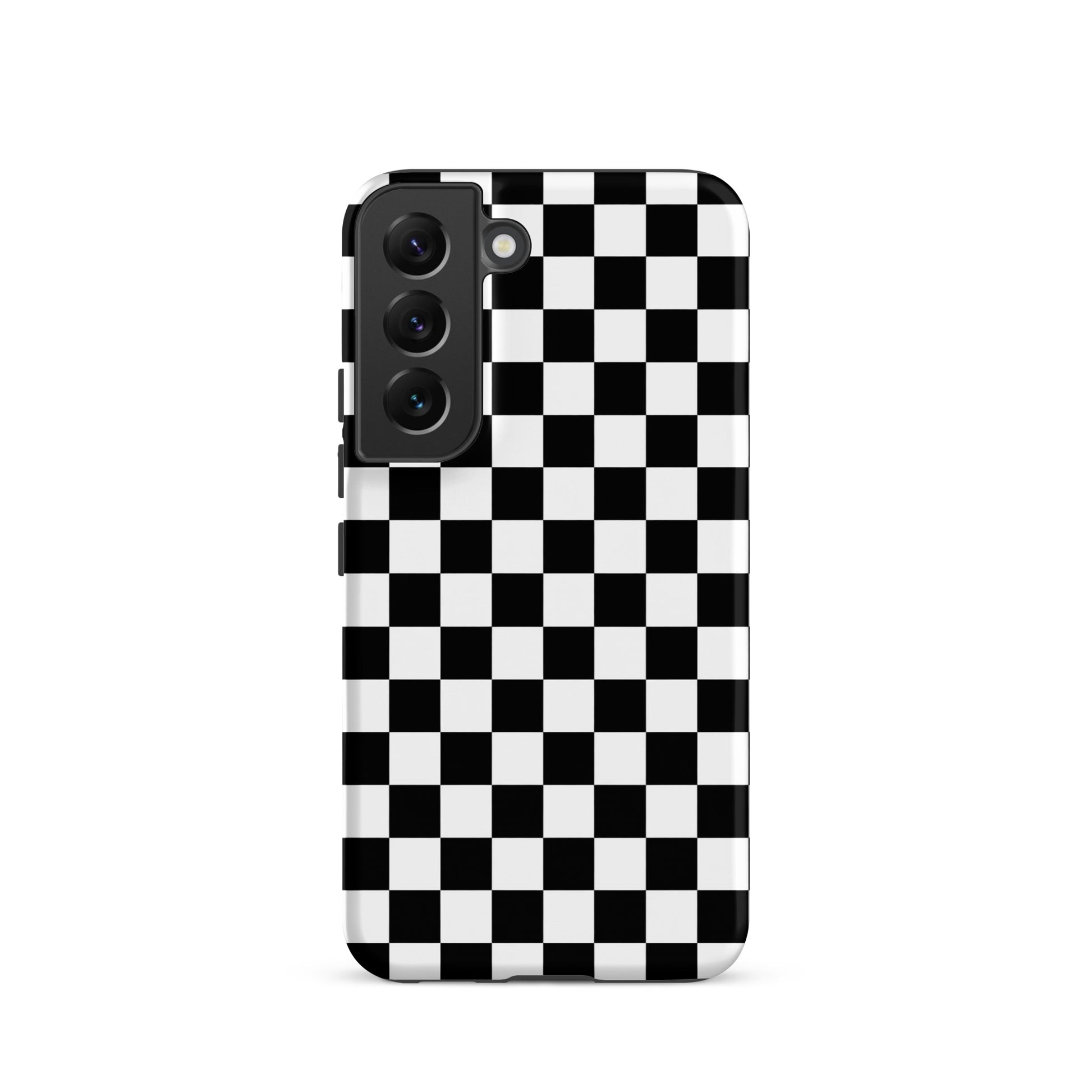 Bold Checkered Phone Case for Samsung Galaxy with black and white pattern, adding style and personality to your device.