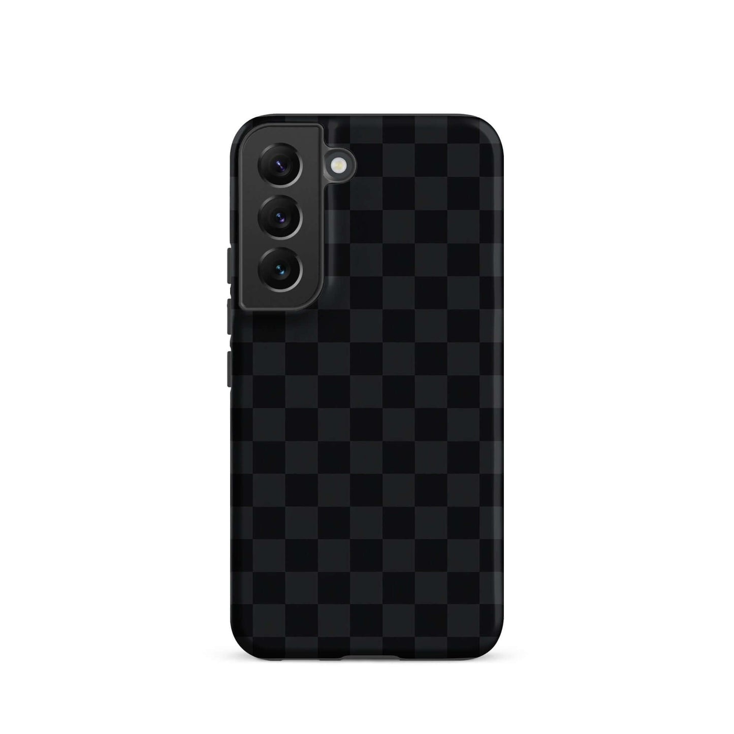 Phone Case for Samsung Galaxy with black and charcoal checkered design, showcasing sleek and modern style for device protection.