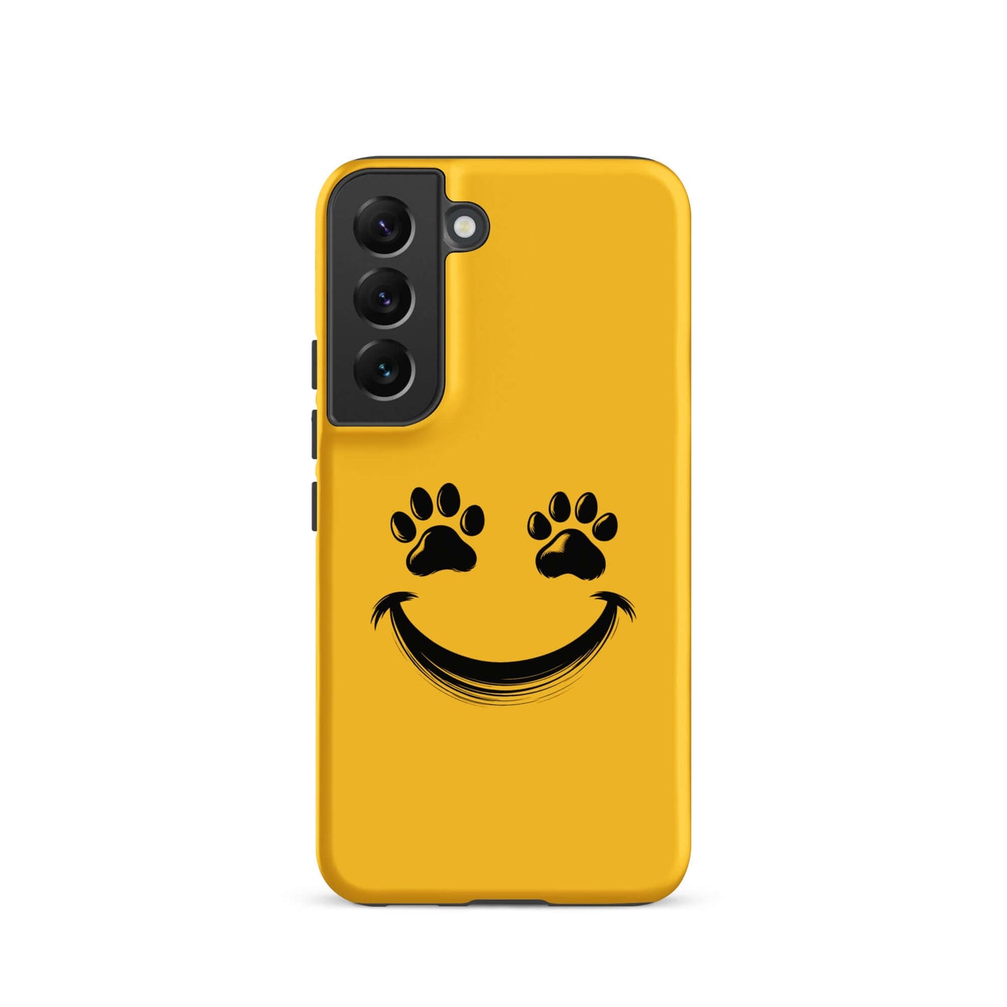 Phone Case for Samsung Galaxy with smiley face and paw print design, perfect for playful pet lovers.