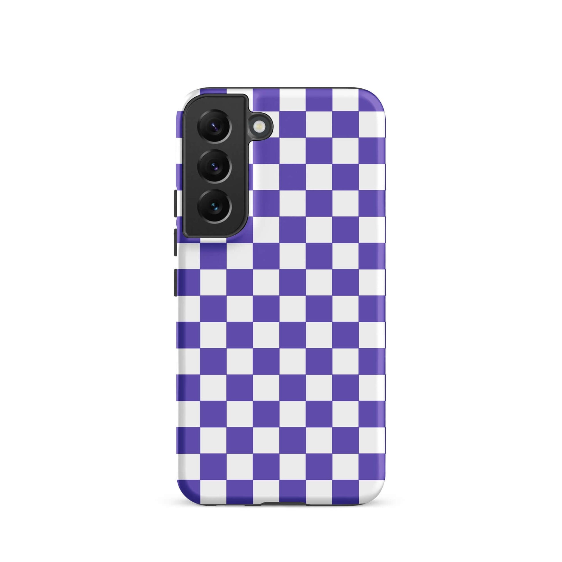 Phone Case with purple and white checkered pattern for Samsung Galaxy, adding bold style and personality to your device.