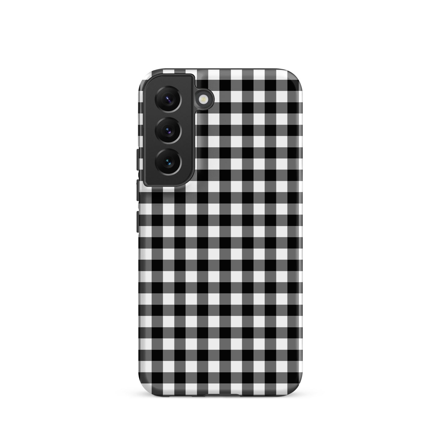 Phone Case with black-and-white gingham pattern for Samsung Galaxy, combining style and protection in a chic, durable design.