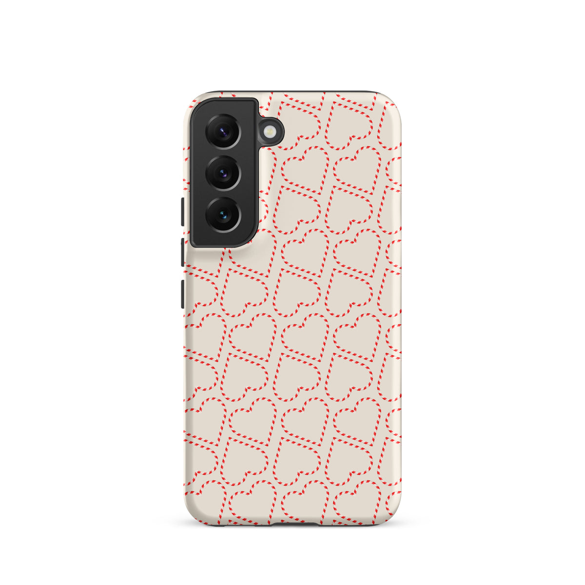 Phone Case for Samsung Galaxy with candy cane heart pattern, perfect for festive winter celebrations and seasonal gifting.