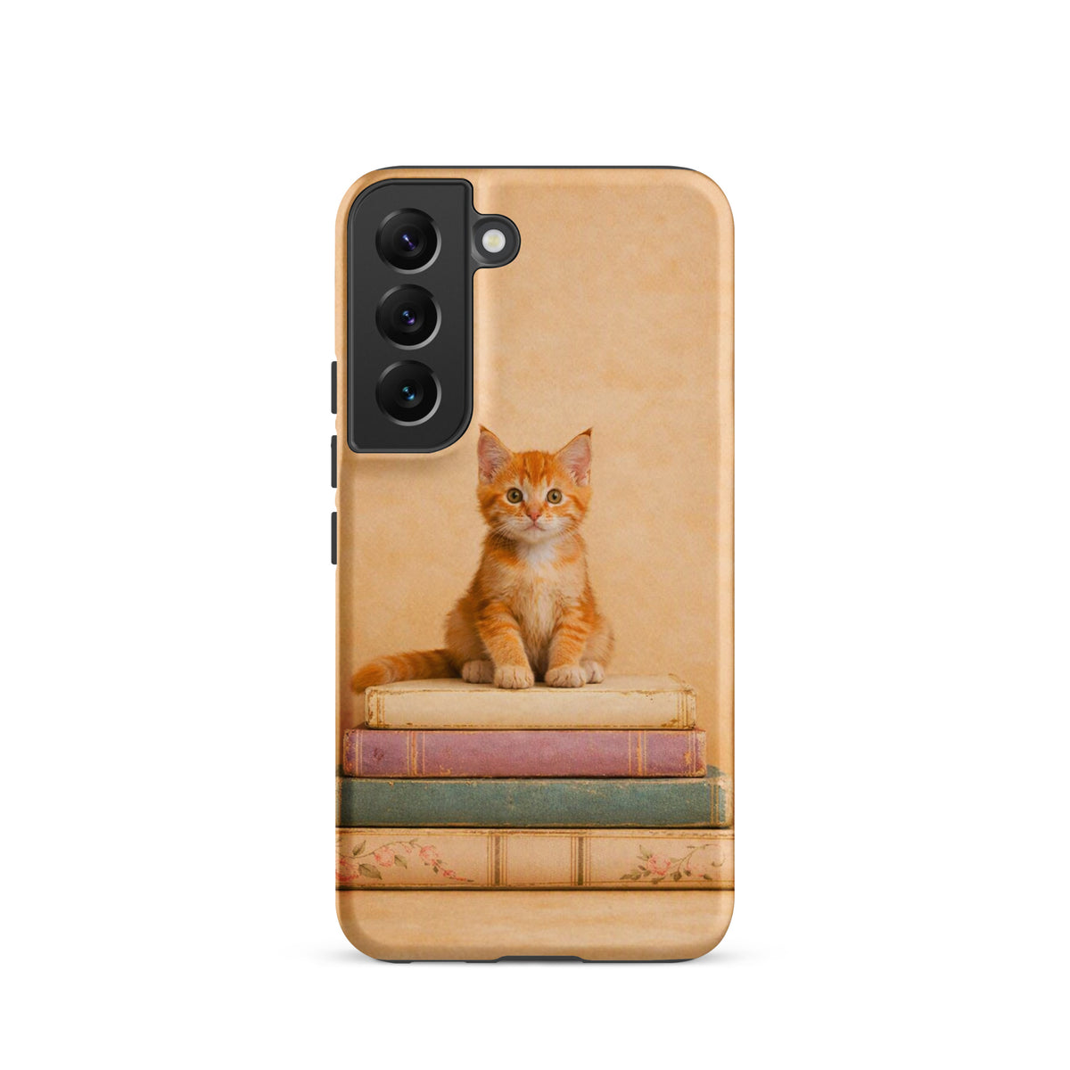 Phone Case for Samsung Galaxy with cozy kitten on vintage books design