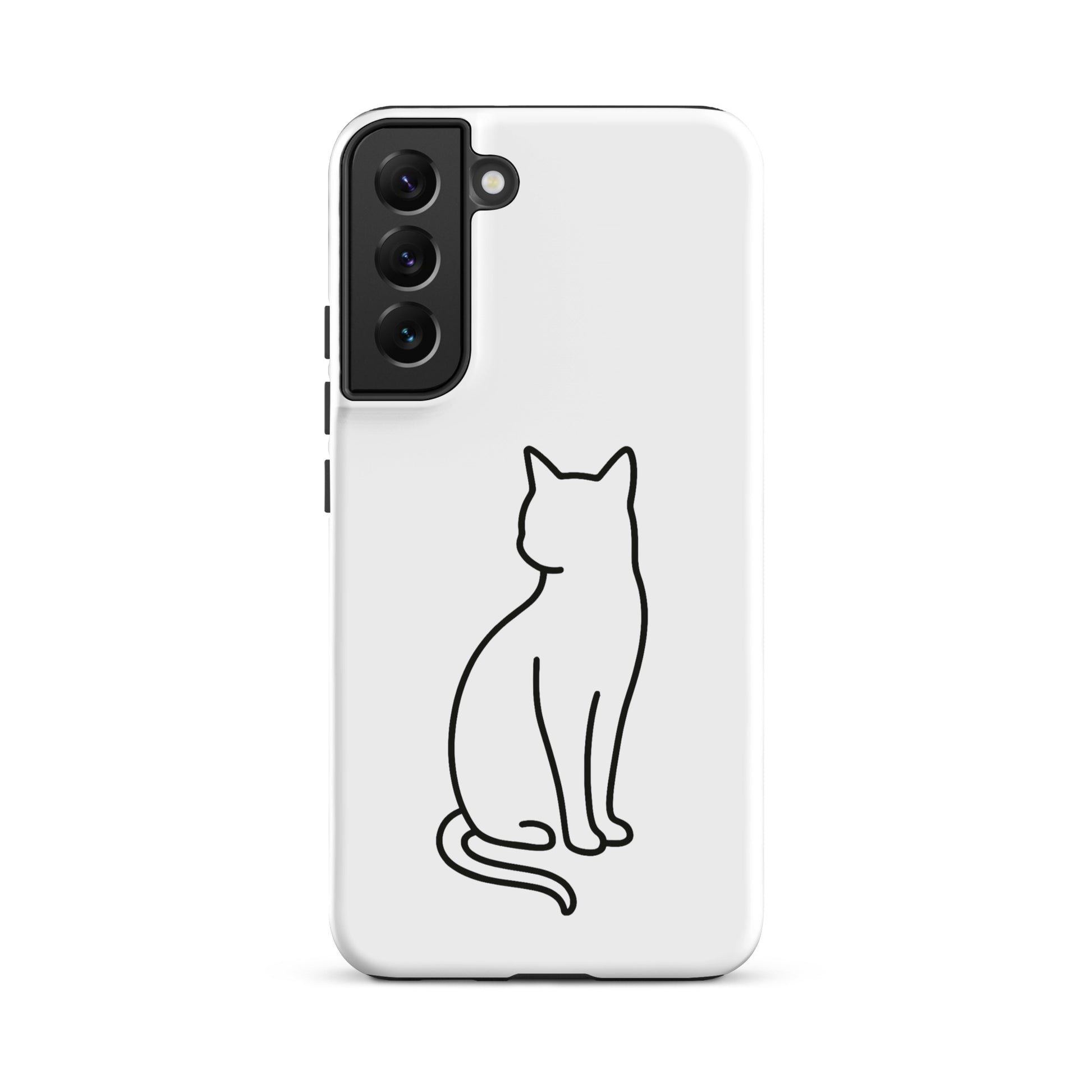 Phone Case featuring a minimalist cat outline, perfect for Samsung Galaxy and cat enthusiasts.