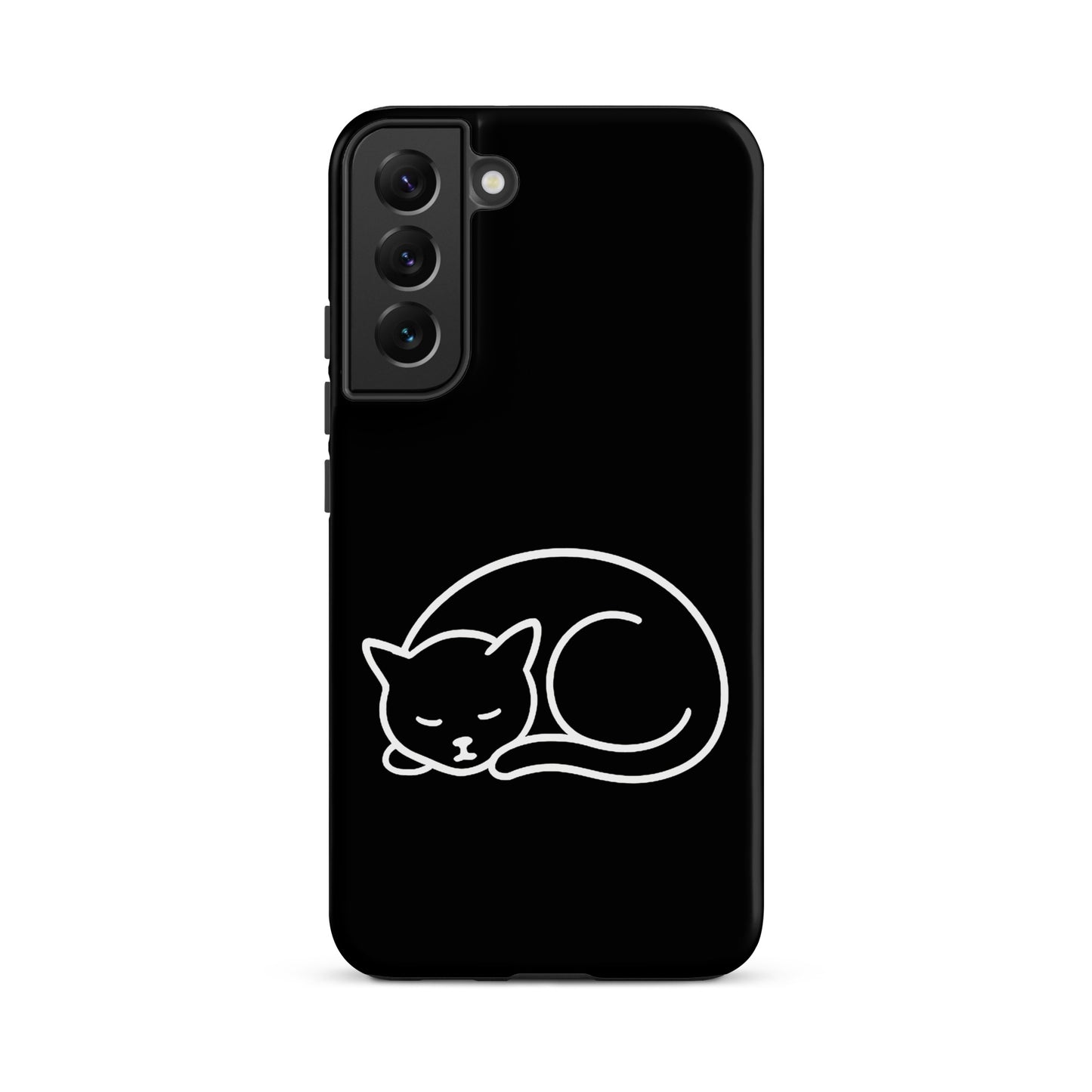 Phone Case for Samsung Galaxy Phones with minimalist curled-up cat design.