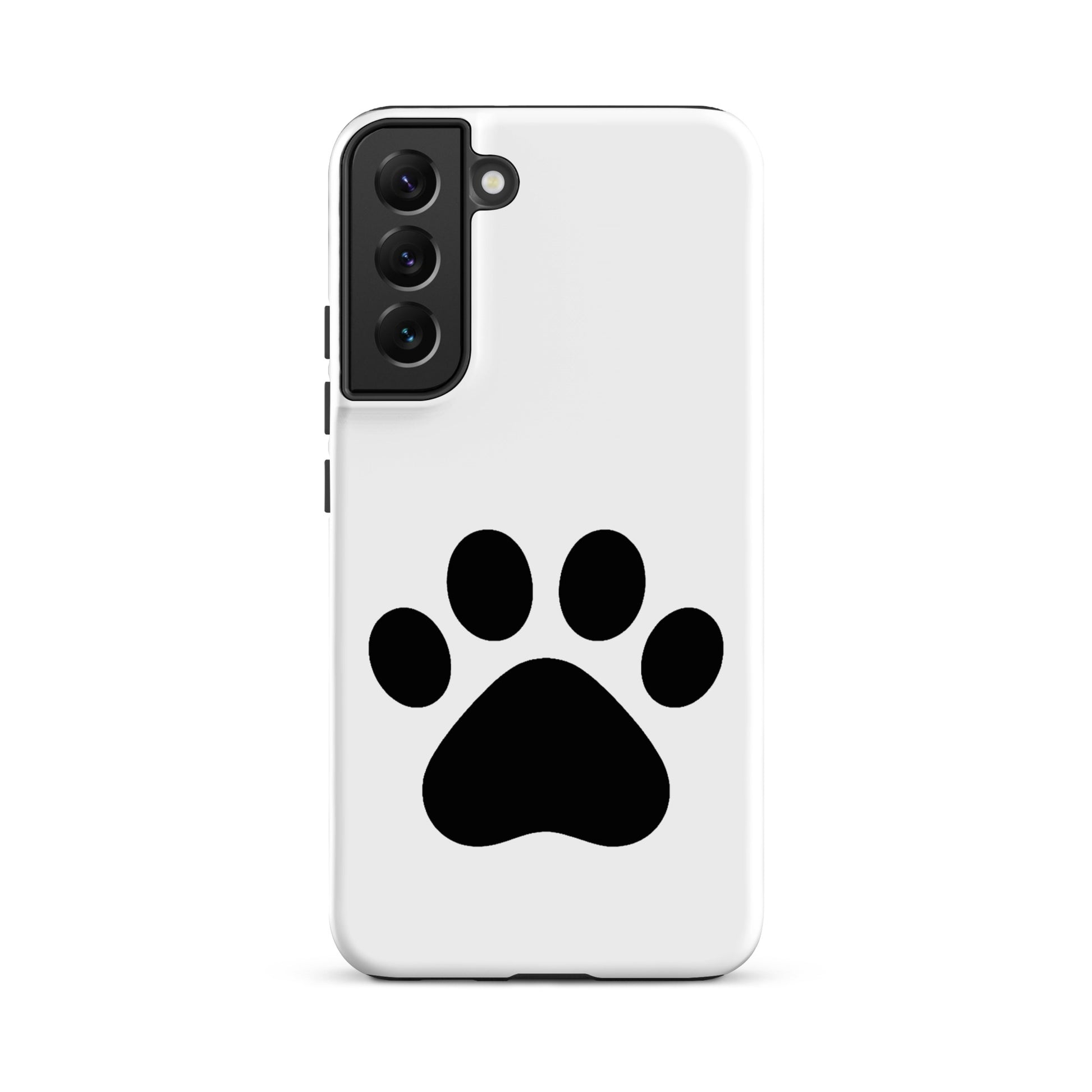 Phone Case for Samsung Galaxy with minimalist black paw print design, perfect for pet lovers.