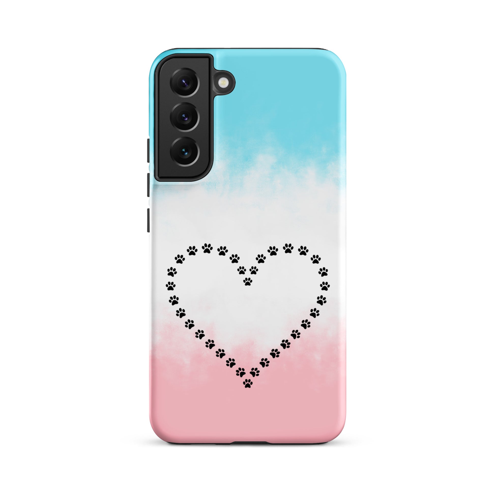Phone Case for Samsung Galaxy featuring a paw print heart design, perfect for pet lovers.