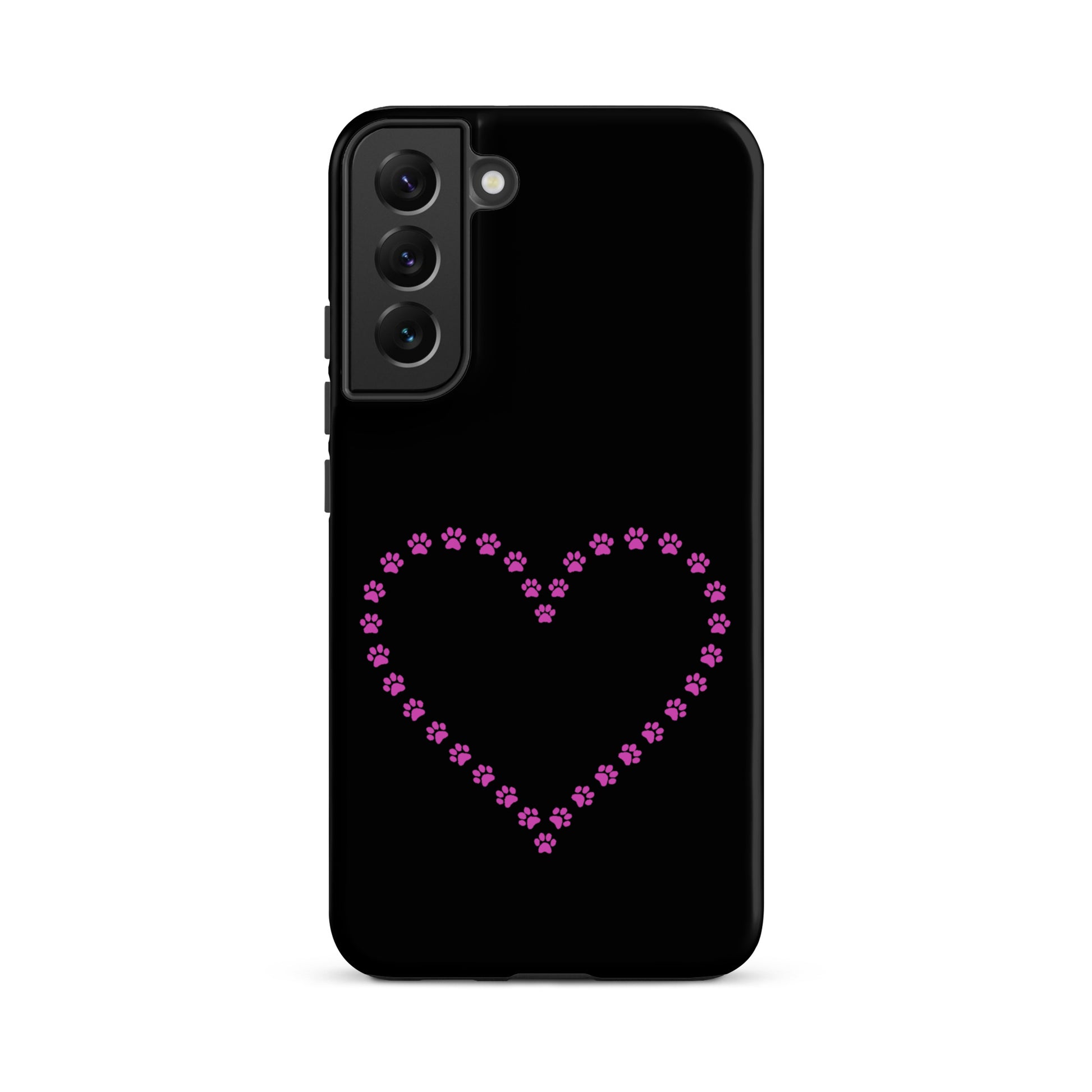 Phone Case for Samsung Galaxy featuring a paw print heart design in pink, perfect for pet lovers.