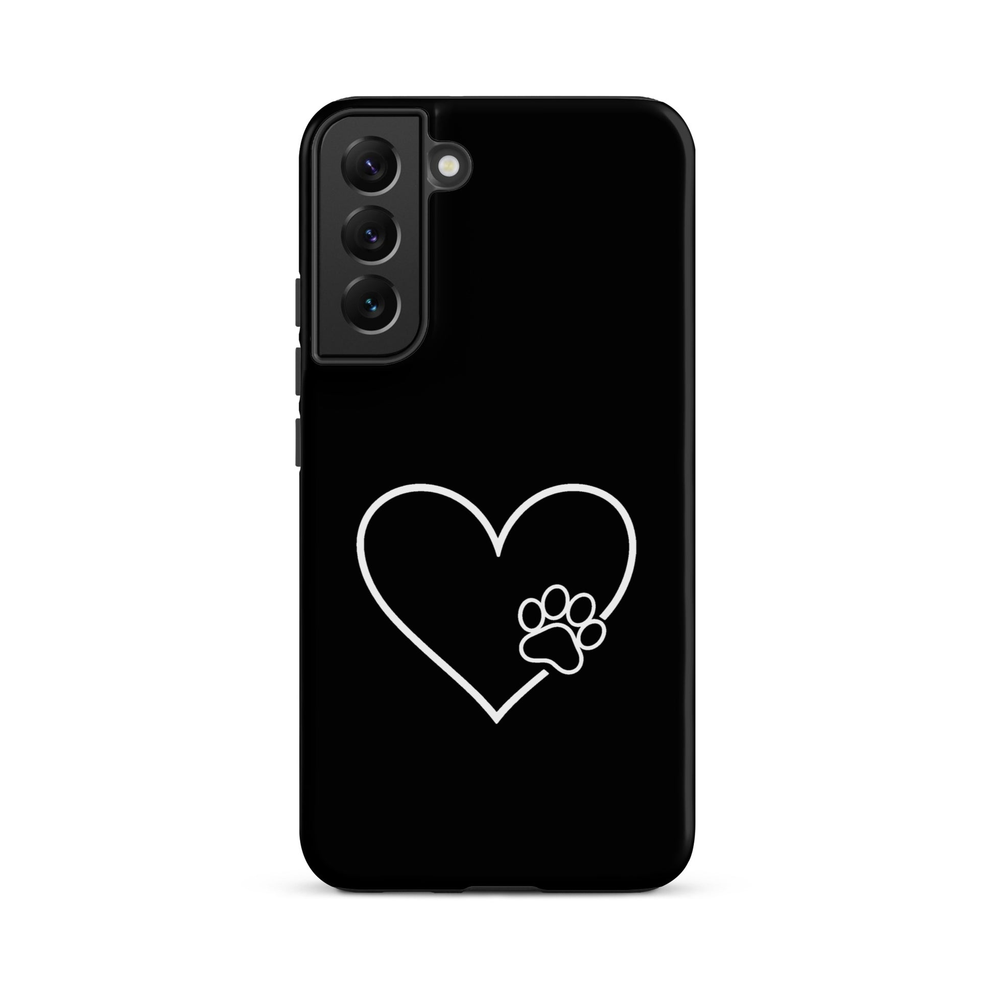 Phone Case for Samsung Galaxy featuring elegant heart and paw print design, ideal for pet lovers and tech enthusiasts.