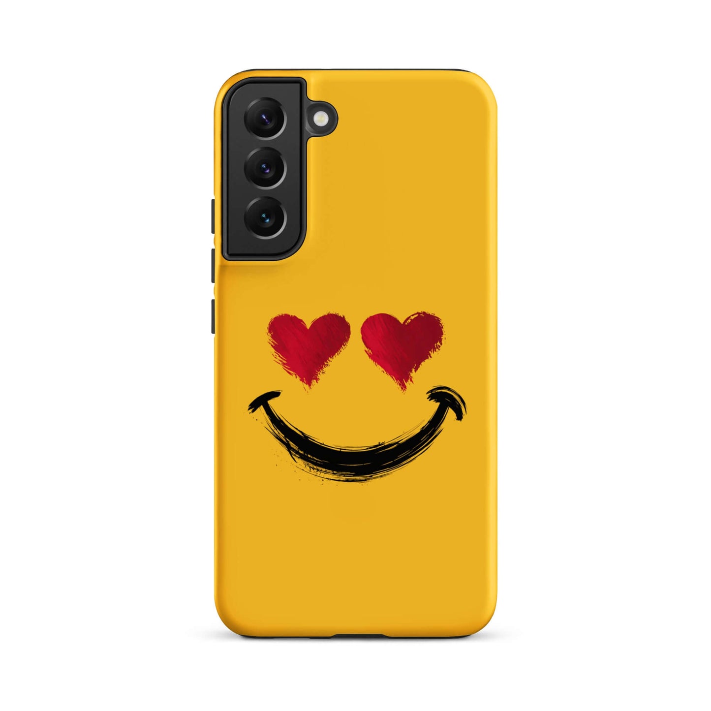Phone Case with heart-eyes smiley art for Samsung Galaxy, showcasing bold style with vibrant colors and artistic design.