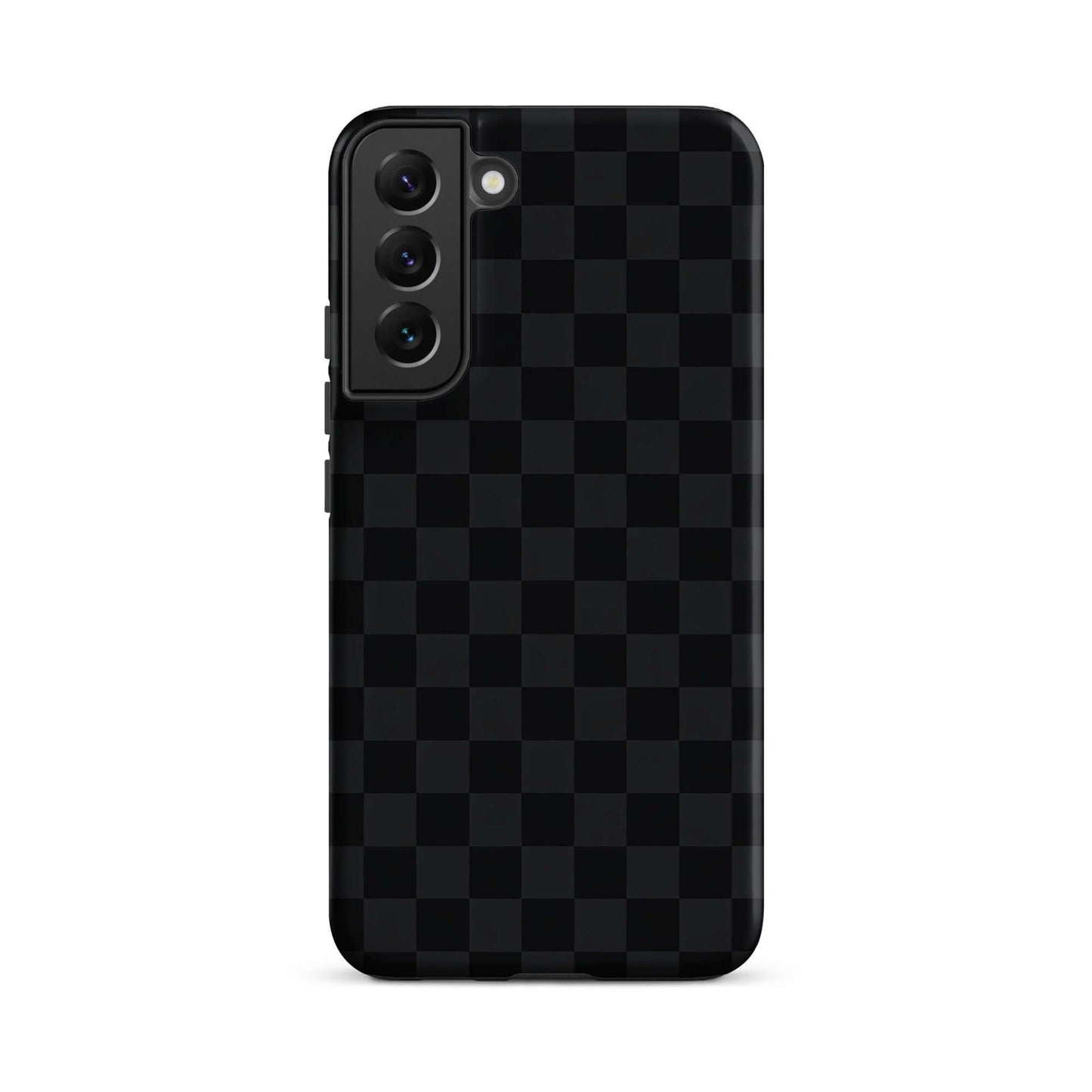 Phone Case for Samsung Galaxy with black and charcoal checkered design, sleek and modern style for protection and sophistication.