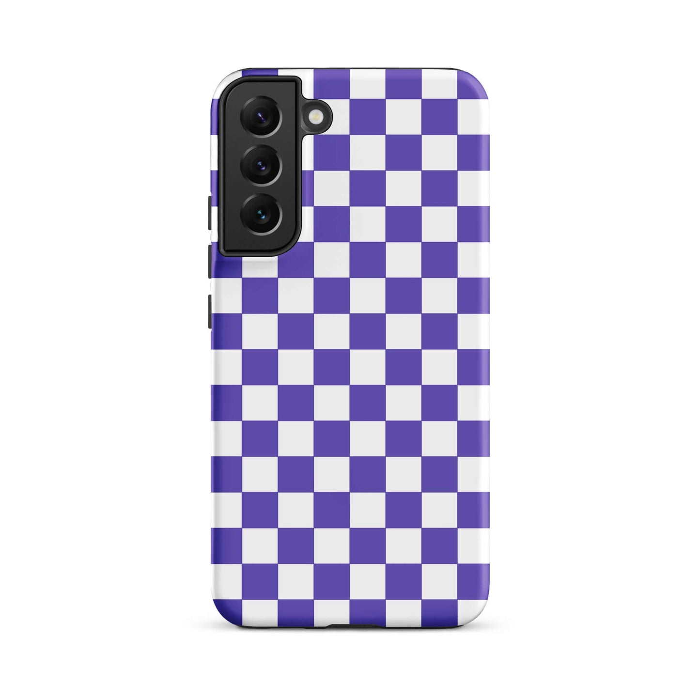 Phone Case for Samsung Galaxy featuring purple and white checkered design, adding a bold and playful style to your device.