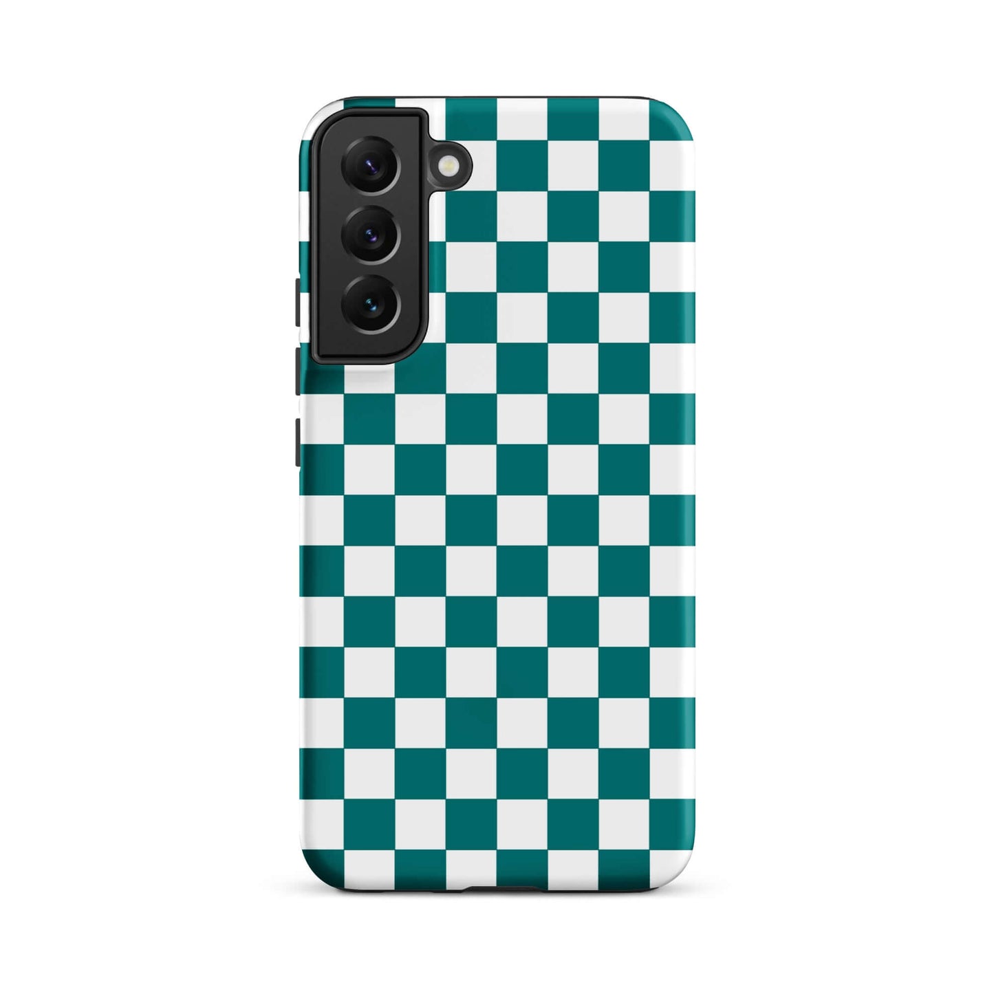 Phone Case for Samsung Galaxy with teal and white checkered design adding style and personality to your device.