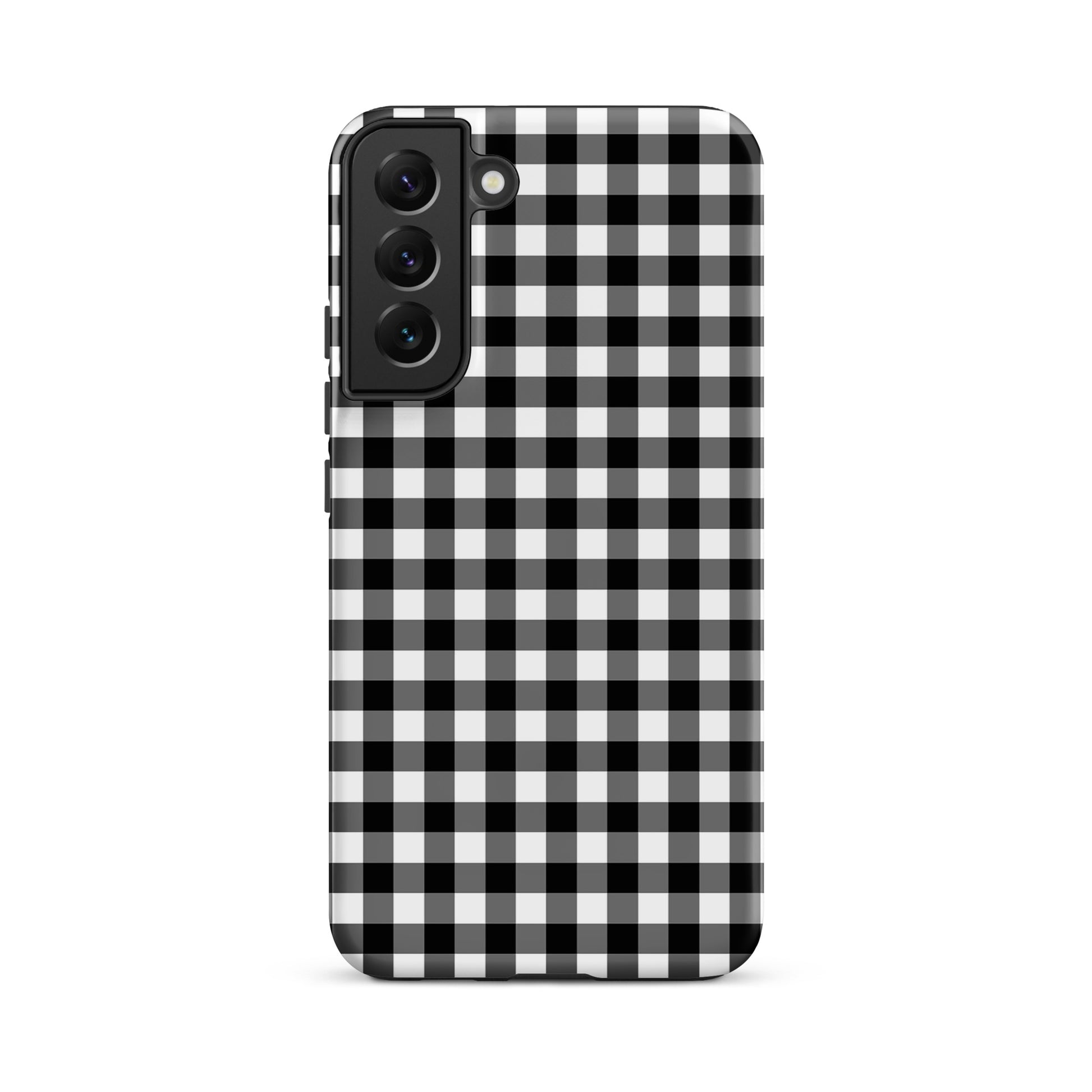 Phone Case with black-and-white gingham pattern for Samsung Galaxy, offering style and protection.