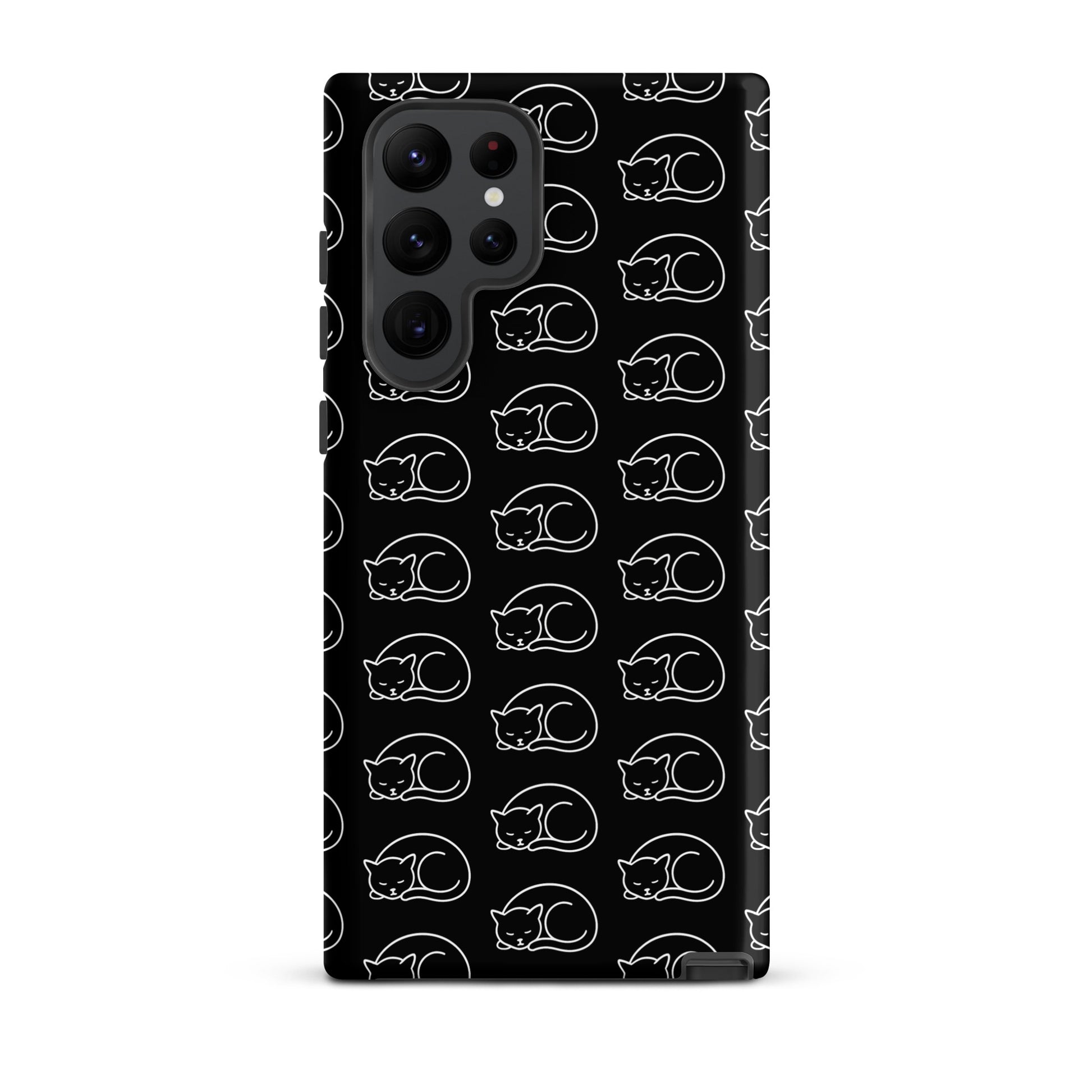 Phone Case for Samsung Galaxy with curled-up cat pattern, perfect for feline fans and stylish protection.