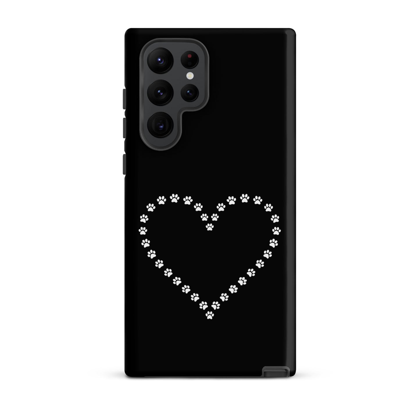 Phone Case for Samsung Galaxy featuring a heart design made of paw prints, perfect for pet lovers.