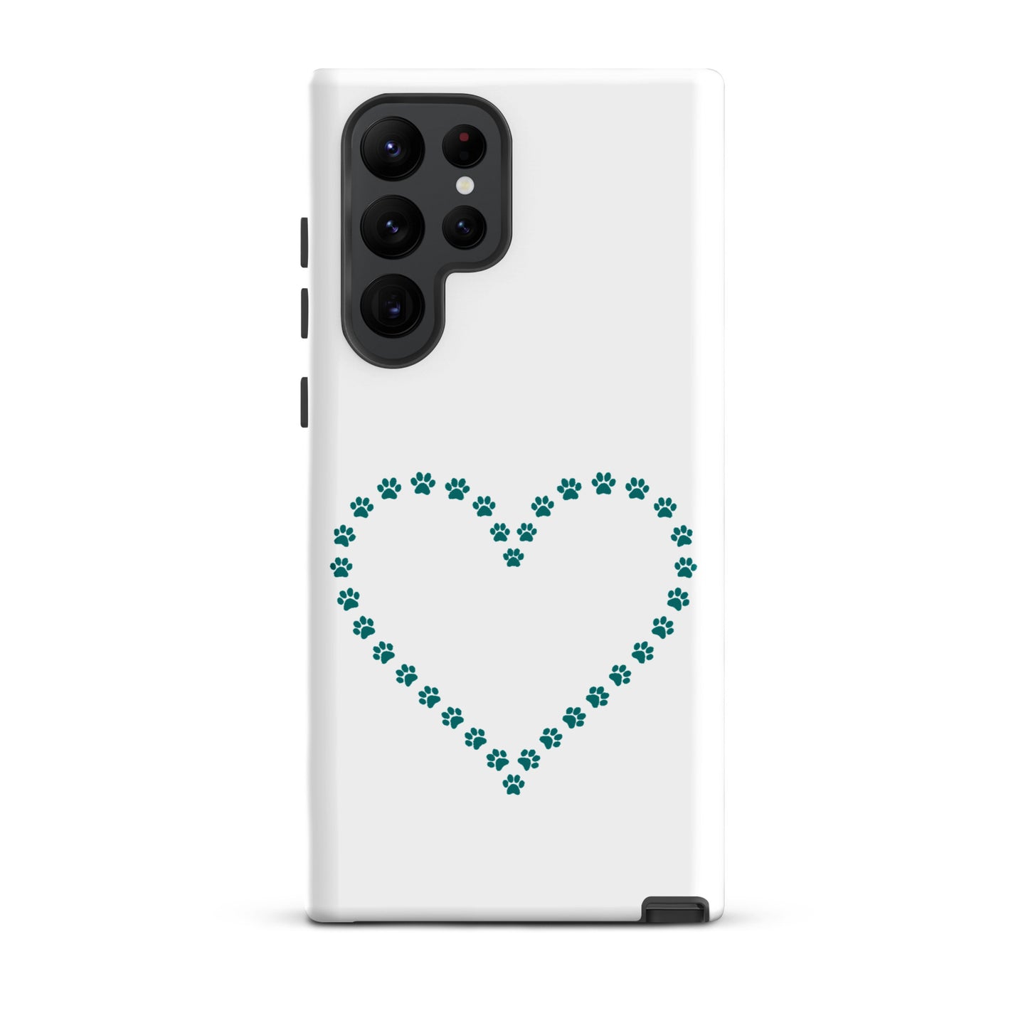 Phone Case for Samsung Galaxy featuring a whimsical paw print heart design for pet lovers.