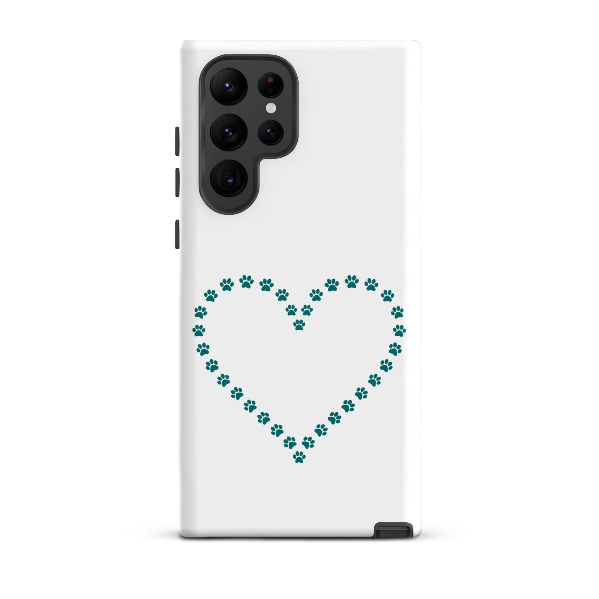 Phone Case for Samsung Galaxy featuring a whimsical paw print heart design for pet lovers.