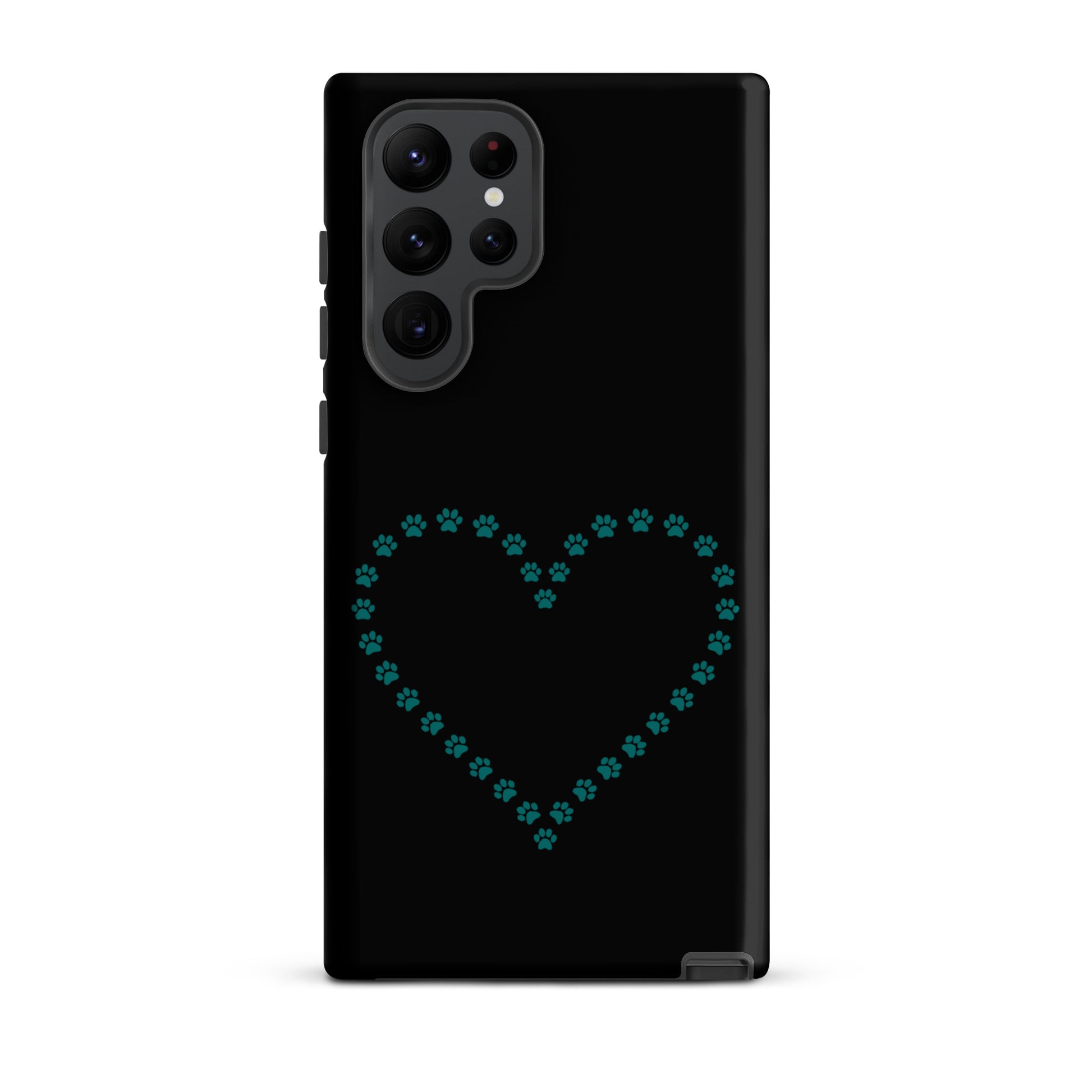 Phone Case for Samsung Galaxy featuring a heart made of paw prints, perfect for pet lovers.