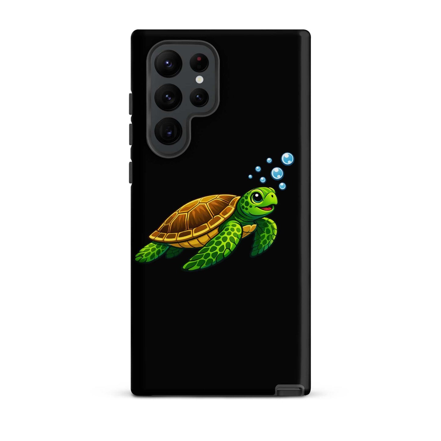 Phone Case for Samsung Galaxy featuring vibrant sea turtle artwork with bubbles.