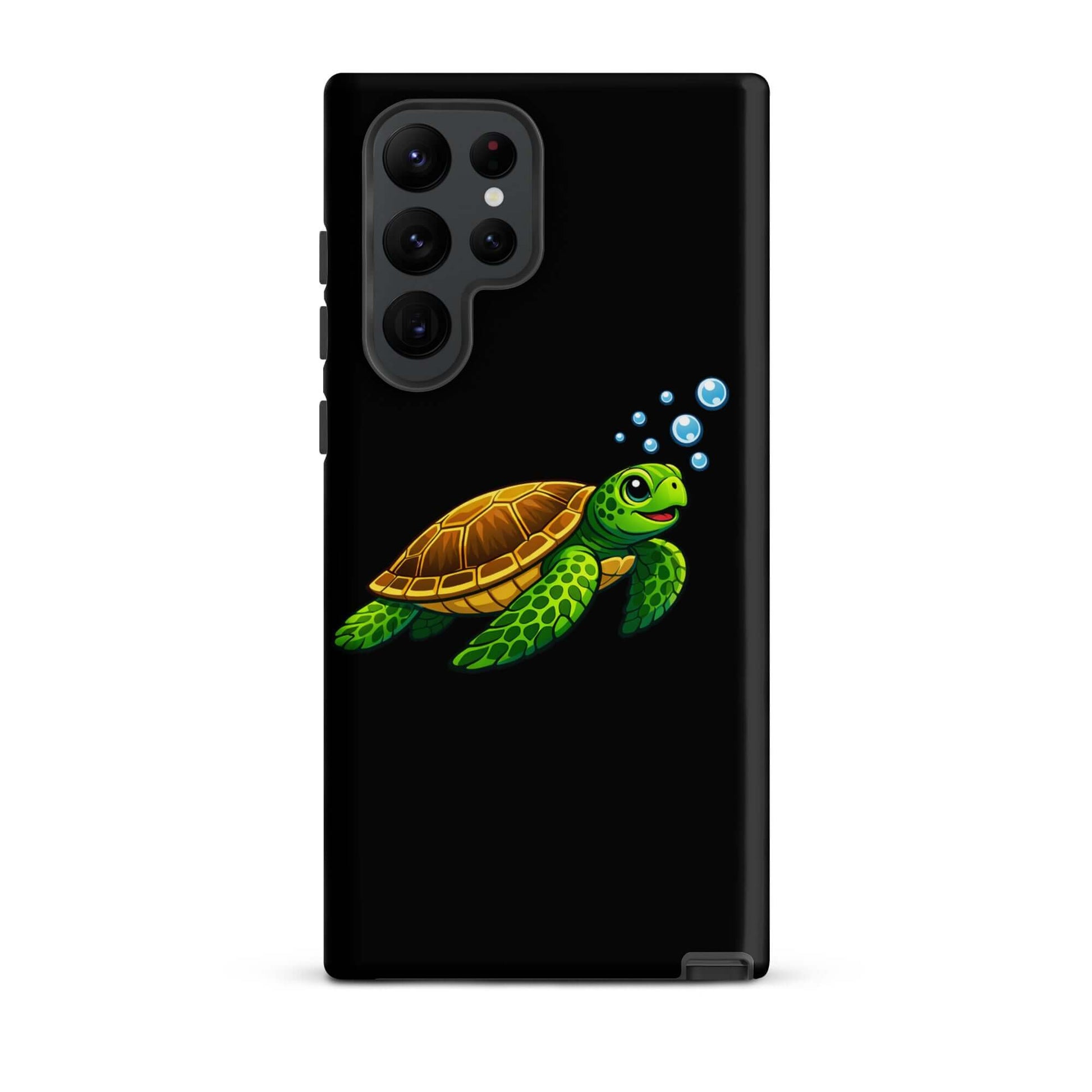 Phone Case for Samsung Galaxy featuring vibrant sea turtle artwork with bubbles.