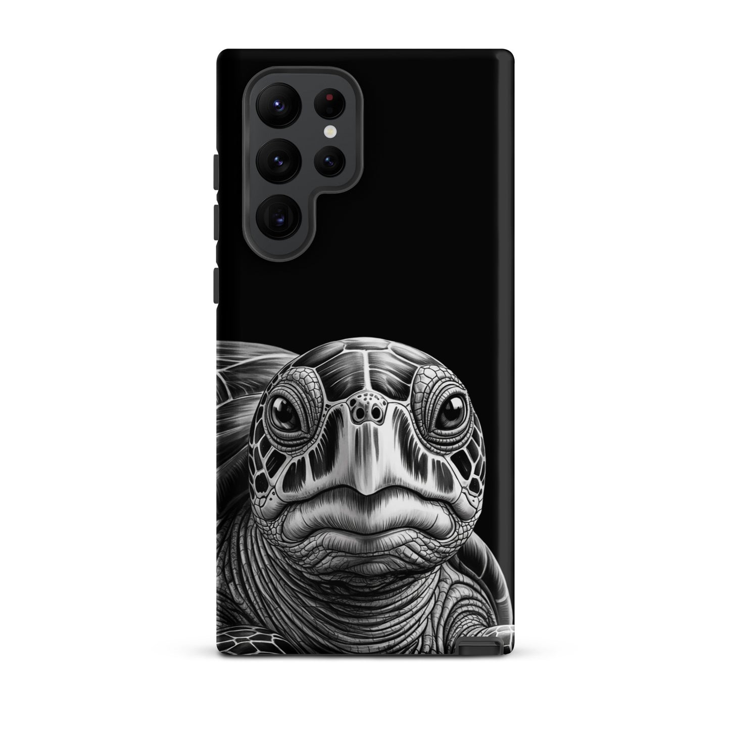 Phone Case for Samsung Galaxy with ancient sea turtle design, featuring intricate black-and-white pencil sketch artwork.