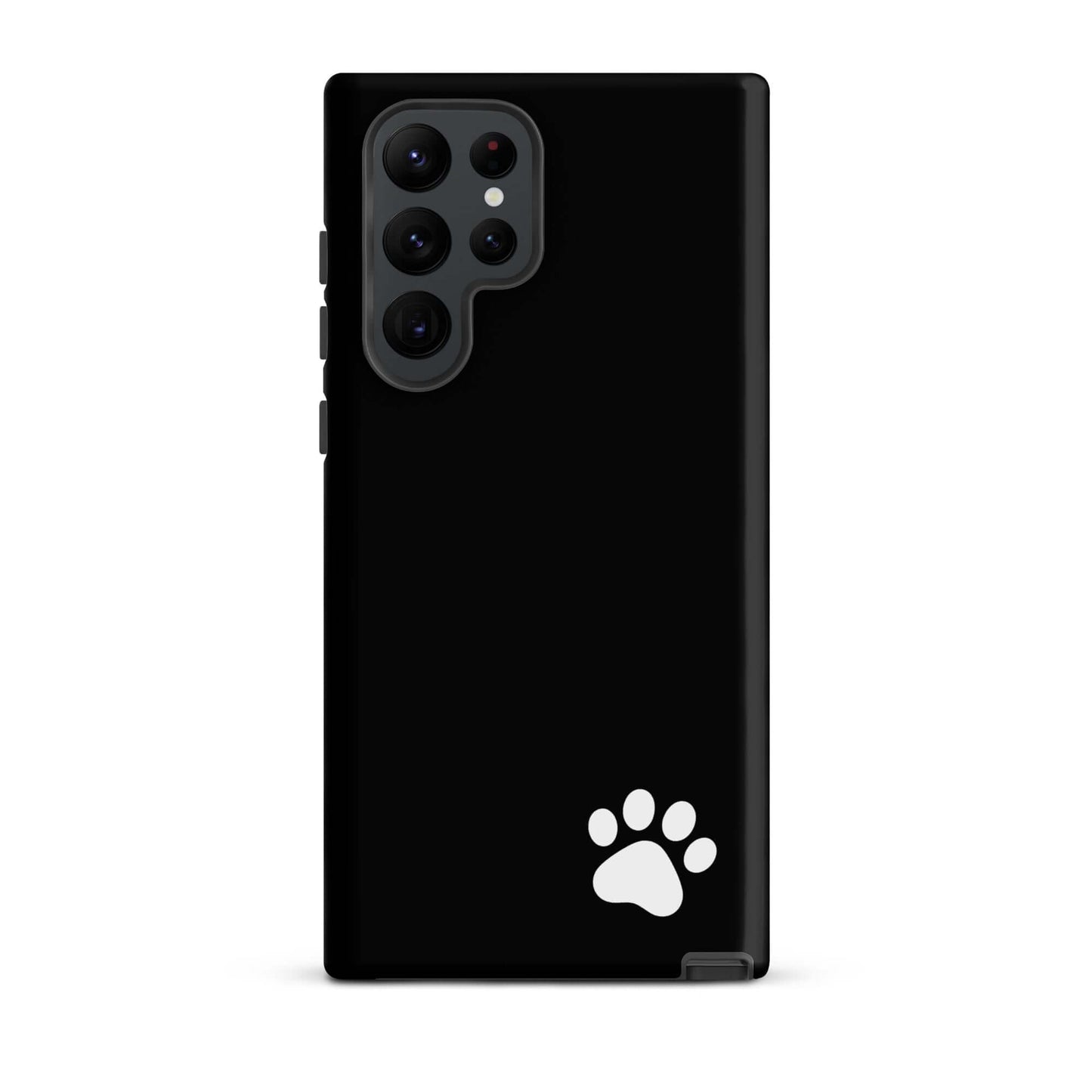 Phone Case for Samsung Galaxy with paw print design, sleek black minimalist style tough case