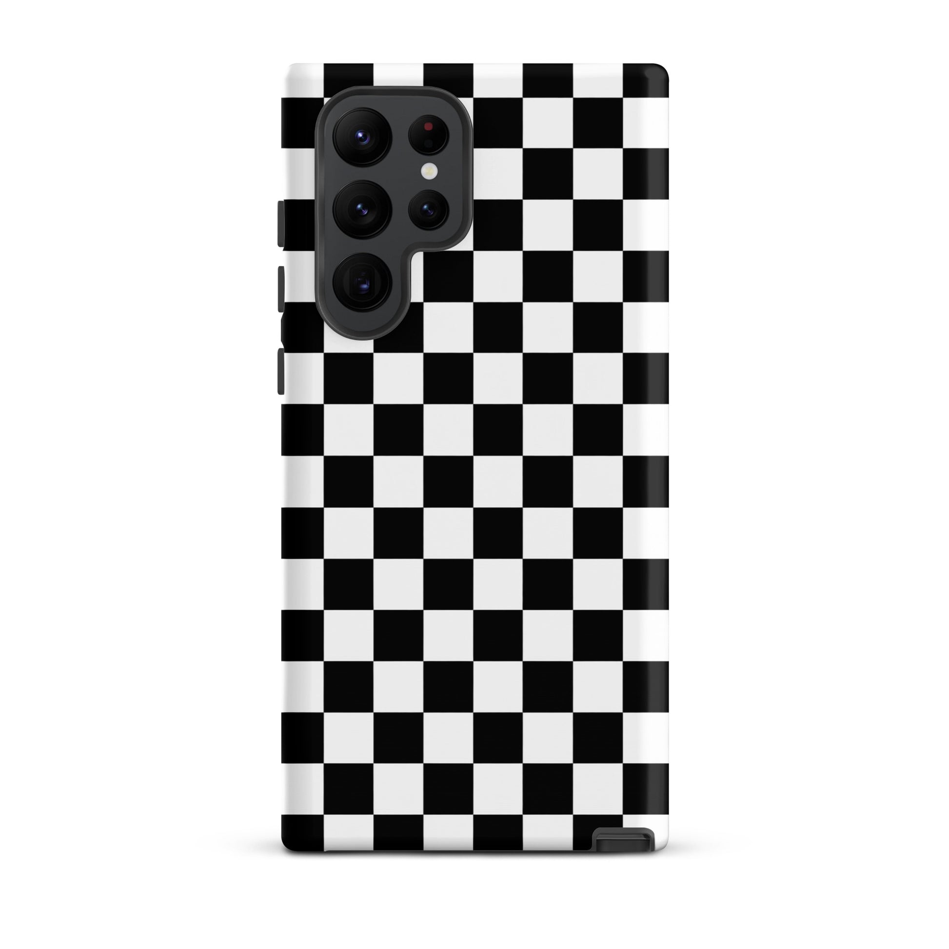 Phone Case for Samsung Galaxy with bold black-and-white checkered design, adding a playful and stylish touch for your device.