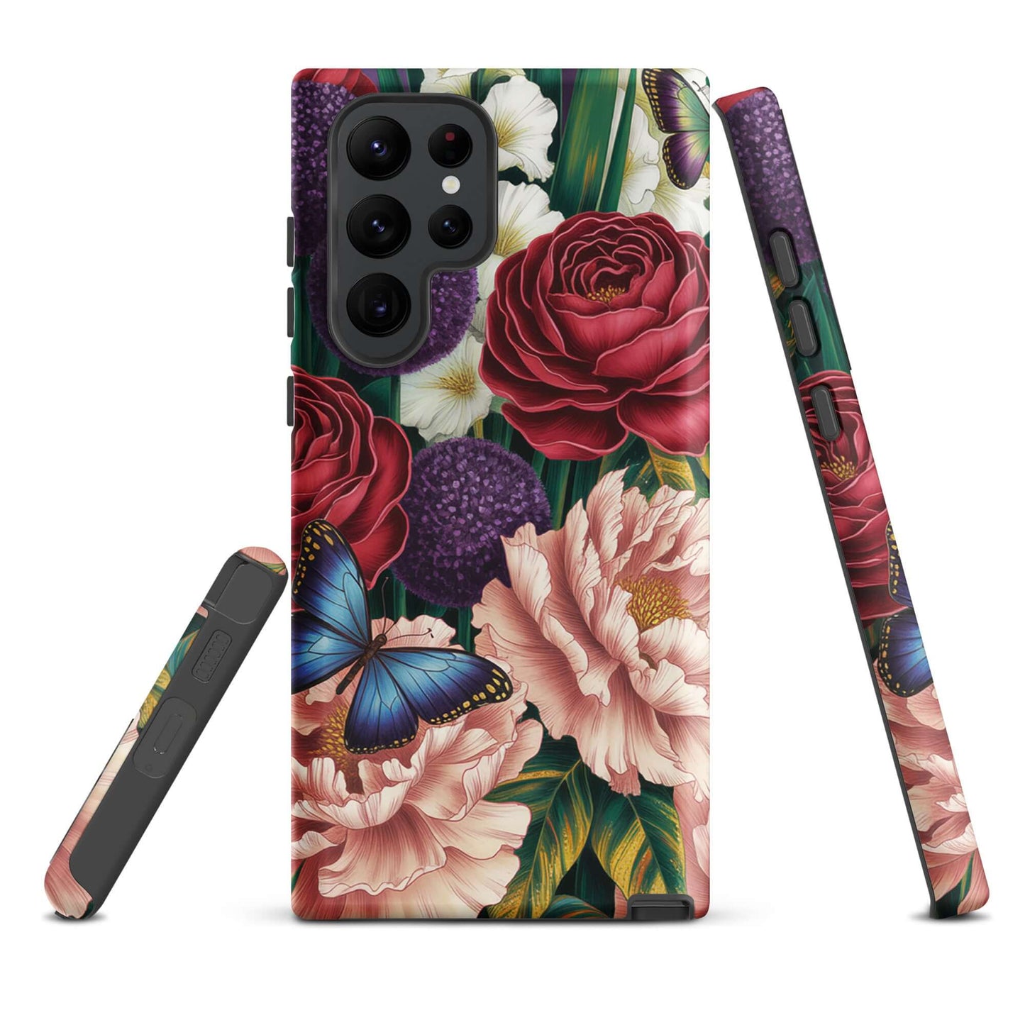 Phone Case for Samsung Galaxy with botanical floral design and butterflies