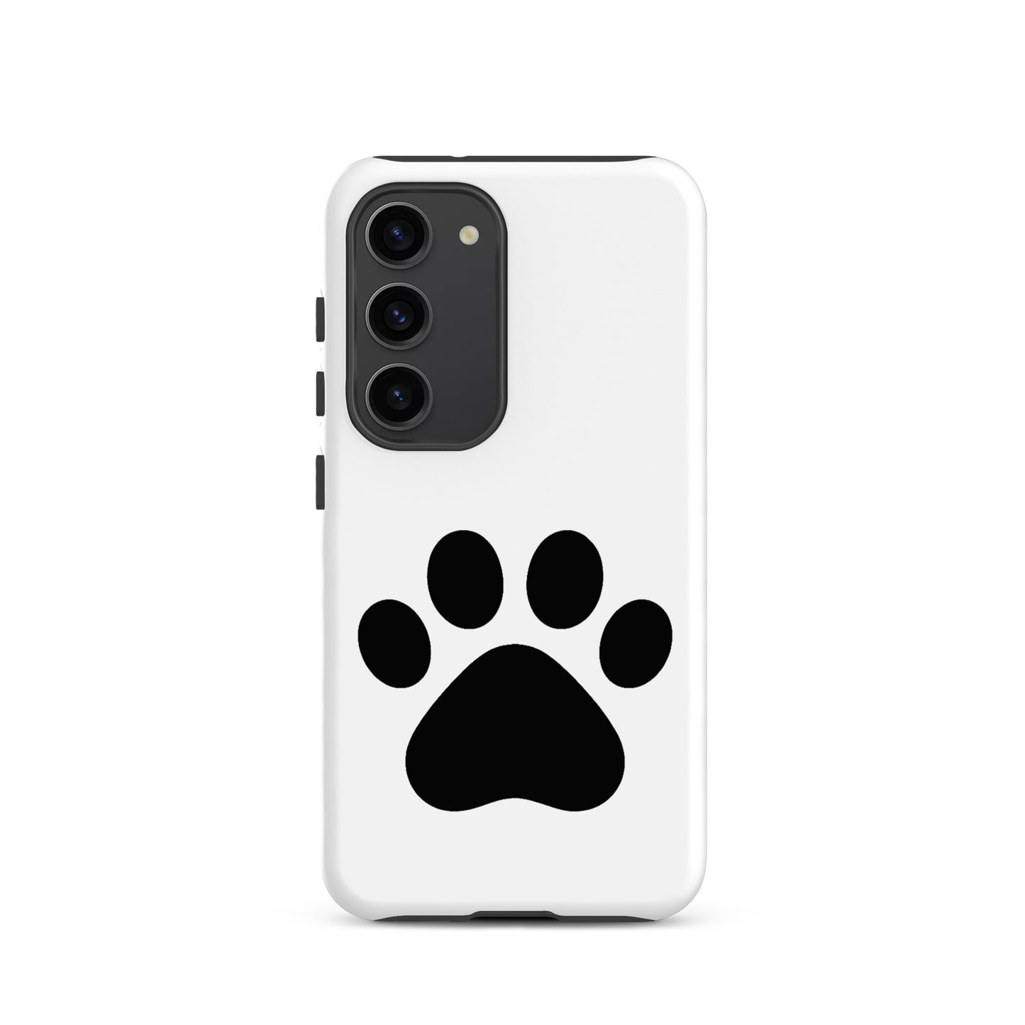 Phone Case for Samsung Galaxy featuring a black paw print design, perfect for pet lovers who appreciate modern style.