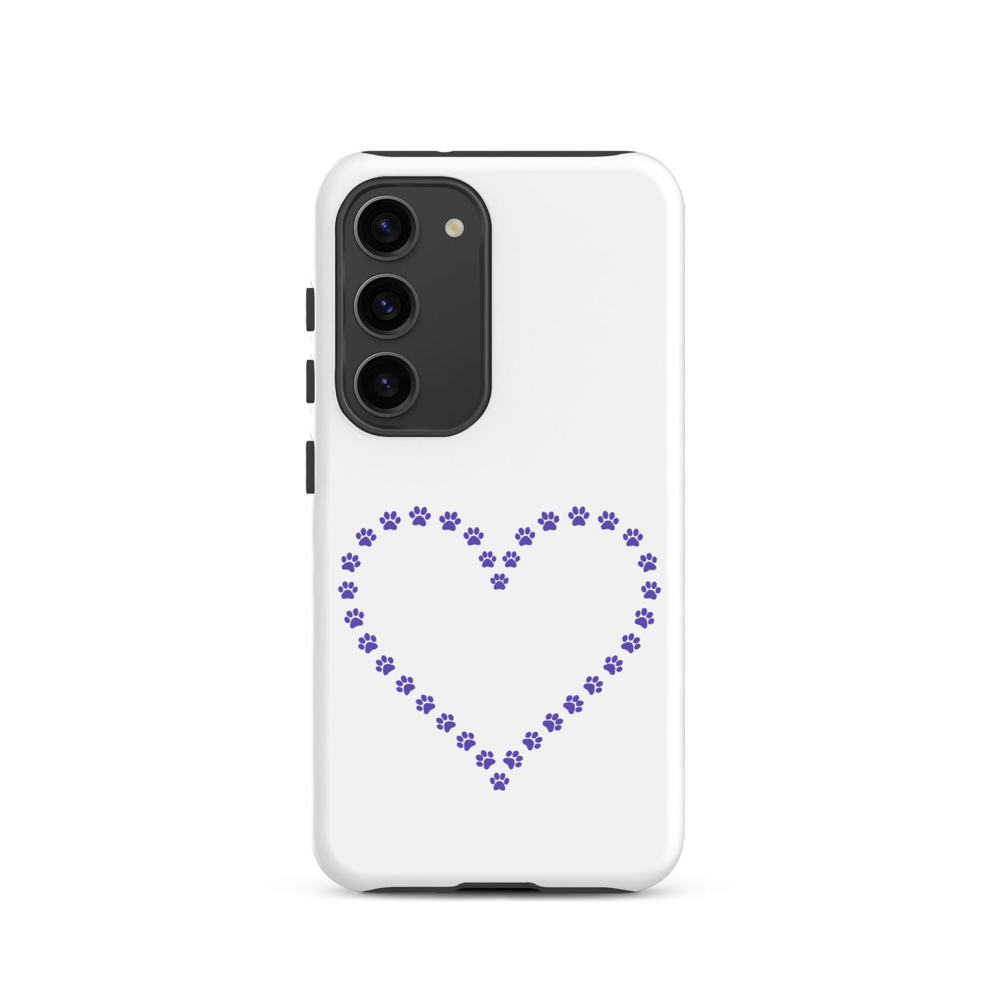 Phone Case for Samsung Galaxy with paw print heart design for pet lovers.
