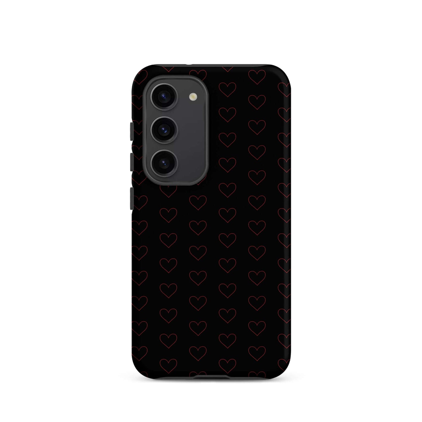 Phone Case for Samsung Galaxy featuring a luxe crimson-heart pattern on a sleek black background.