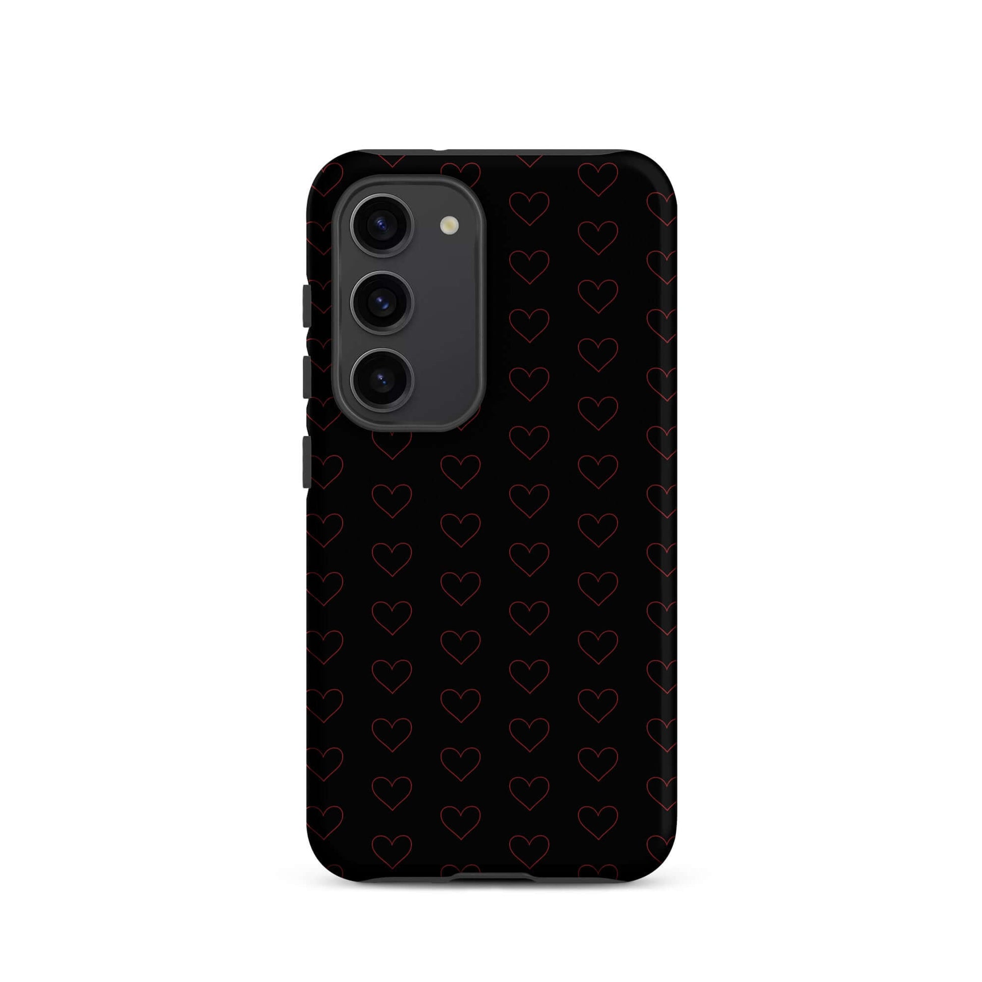 Phone Case for Samsung Galaxy featuring a luxe crimson-heart pattern on a sleek black background.