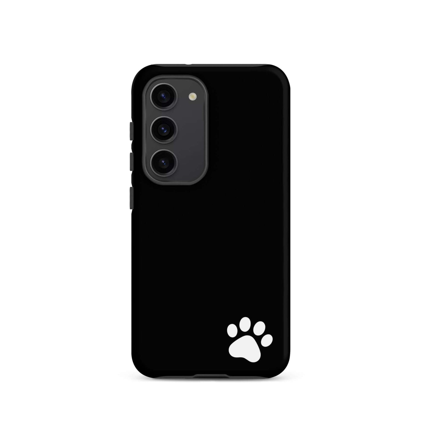 Black Phone Case for Samsung Galaxy with white paw print design