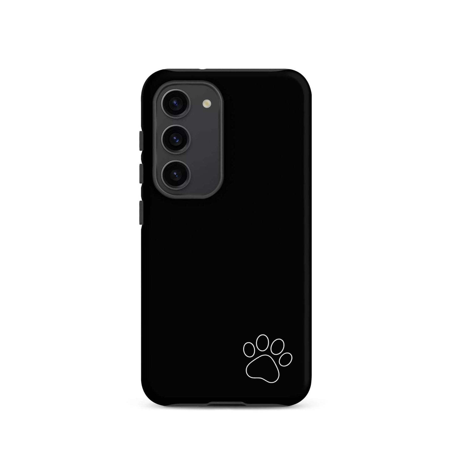 Phone Case for Samsung Galaxy with paw print design, sleek black minimalist tough case for pet lovers and style enthusiasts.