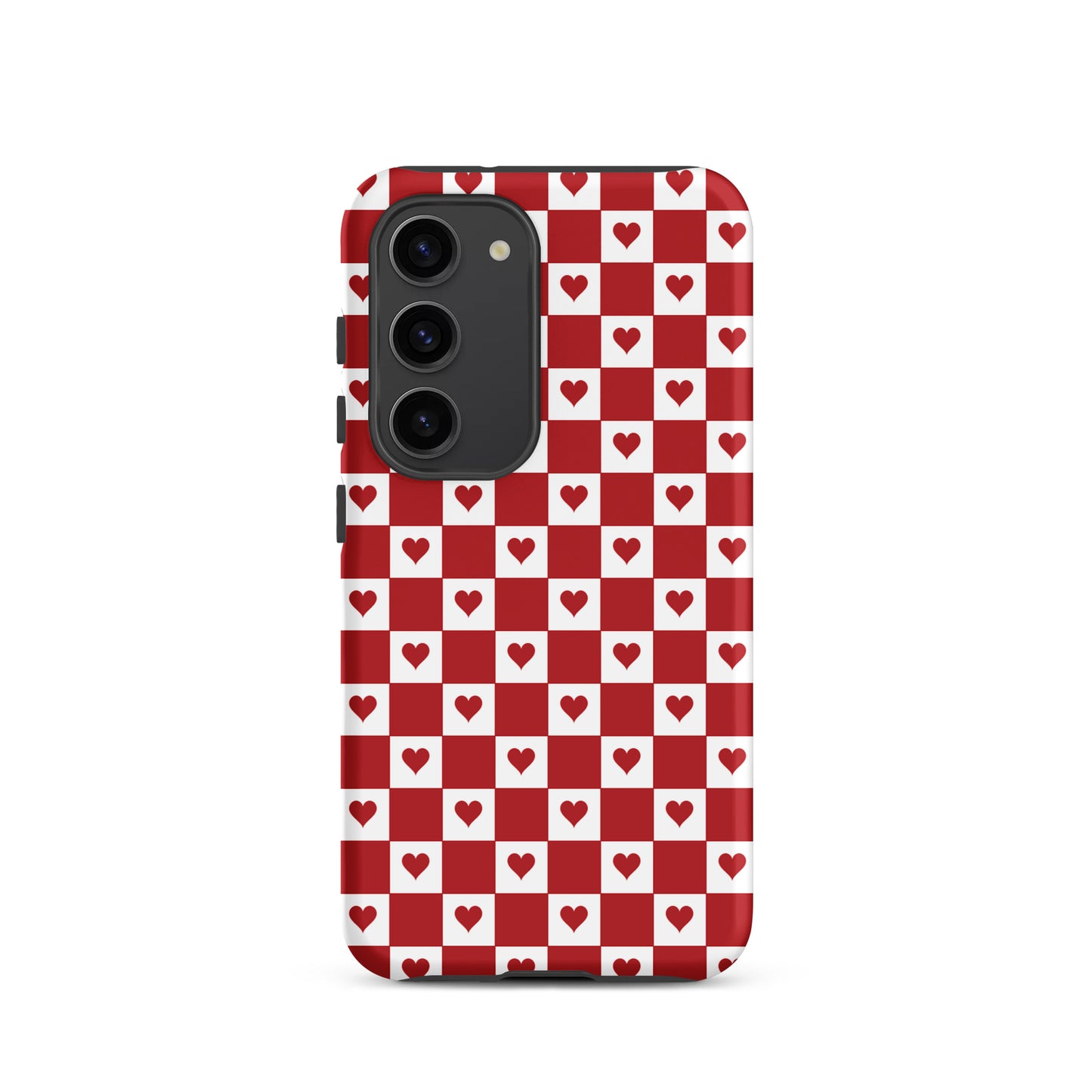 Phone Case for Samsung Galaxy with cute red heart checkered design
