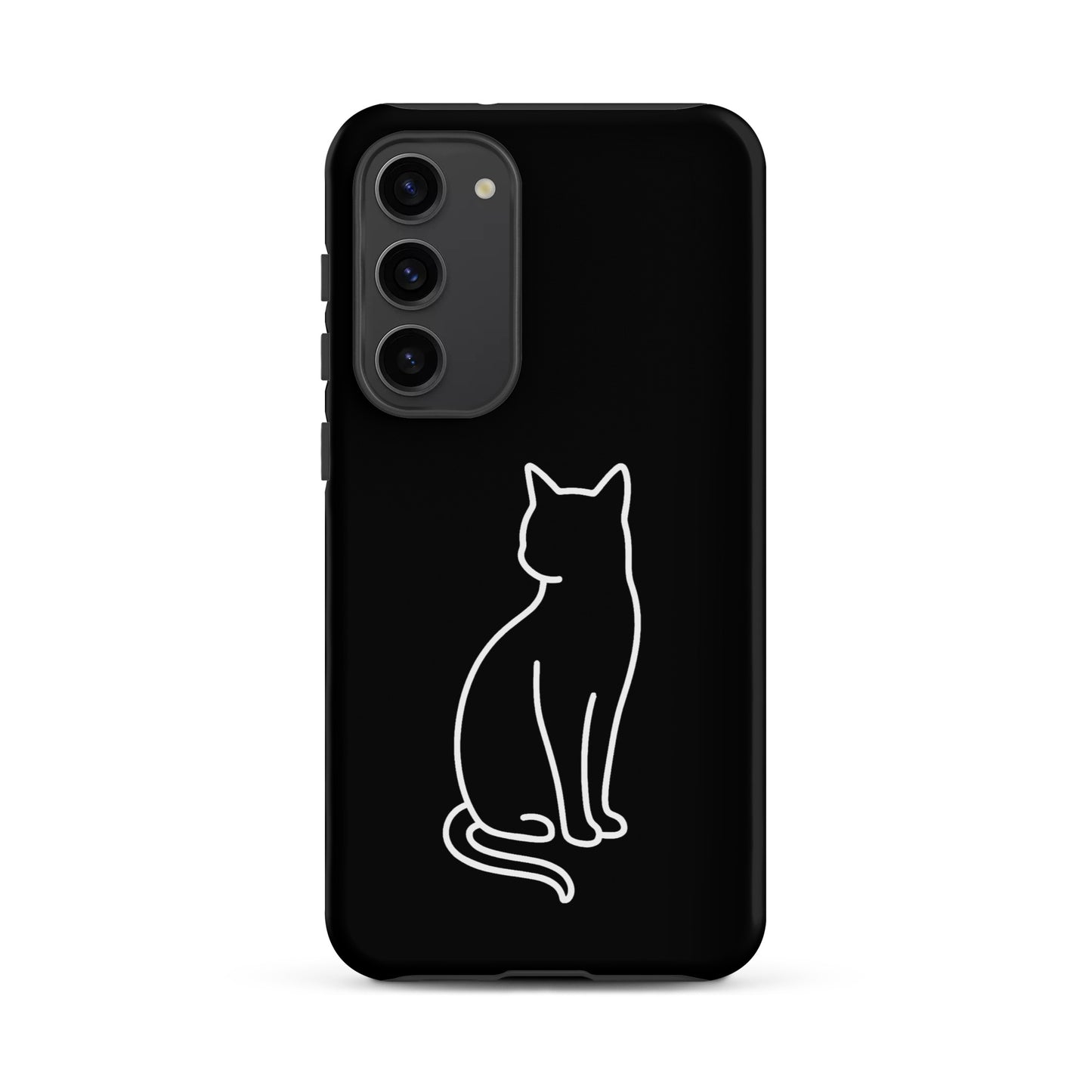 Phone Case for Samsung Galaxy featuring a minimalist design of a sitting cat, perfect for modern pet lovers.