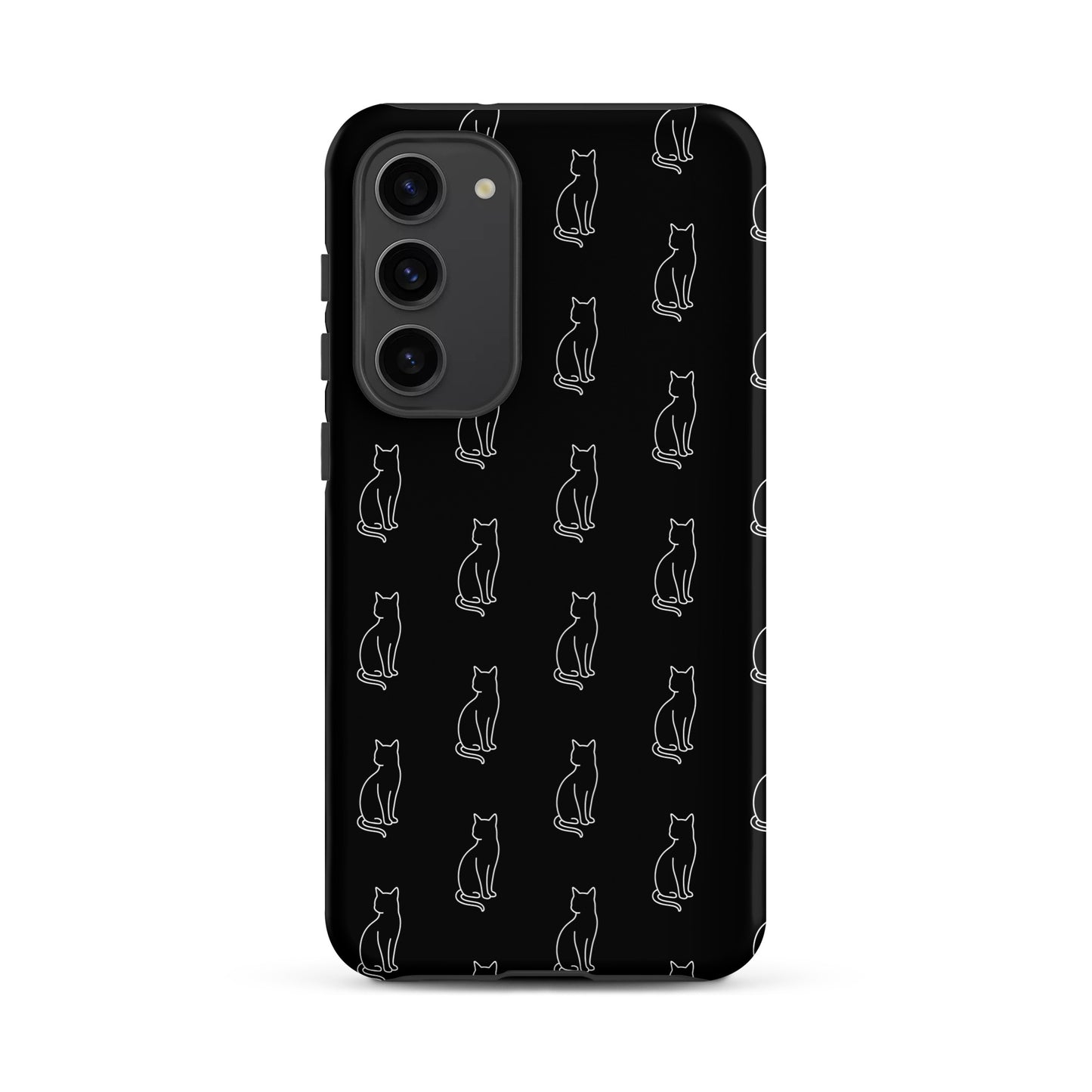 Phone Case for Samsung Galaxy featuring a stylish sitting cat pattern, perfect for feline fans.