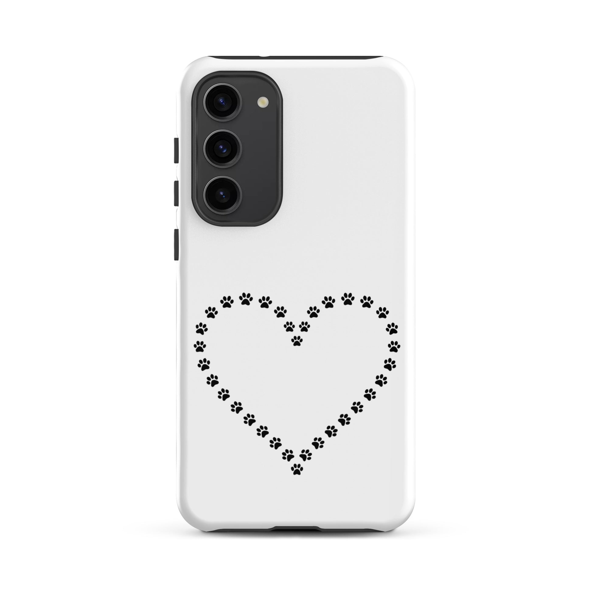 Phone Case for Samsung Galaxy with paw print heart design for pet lovers.