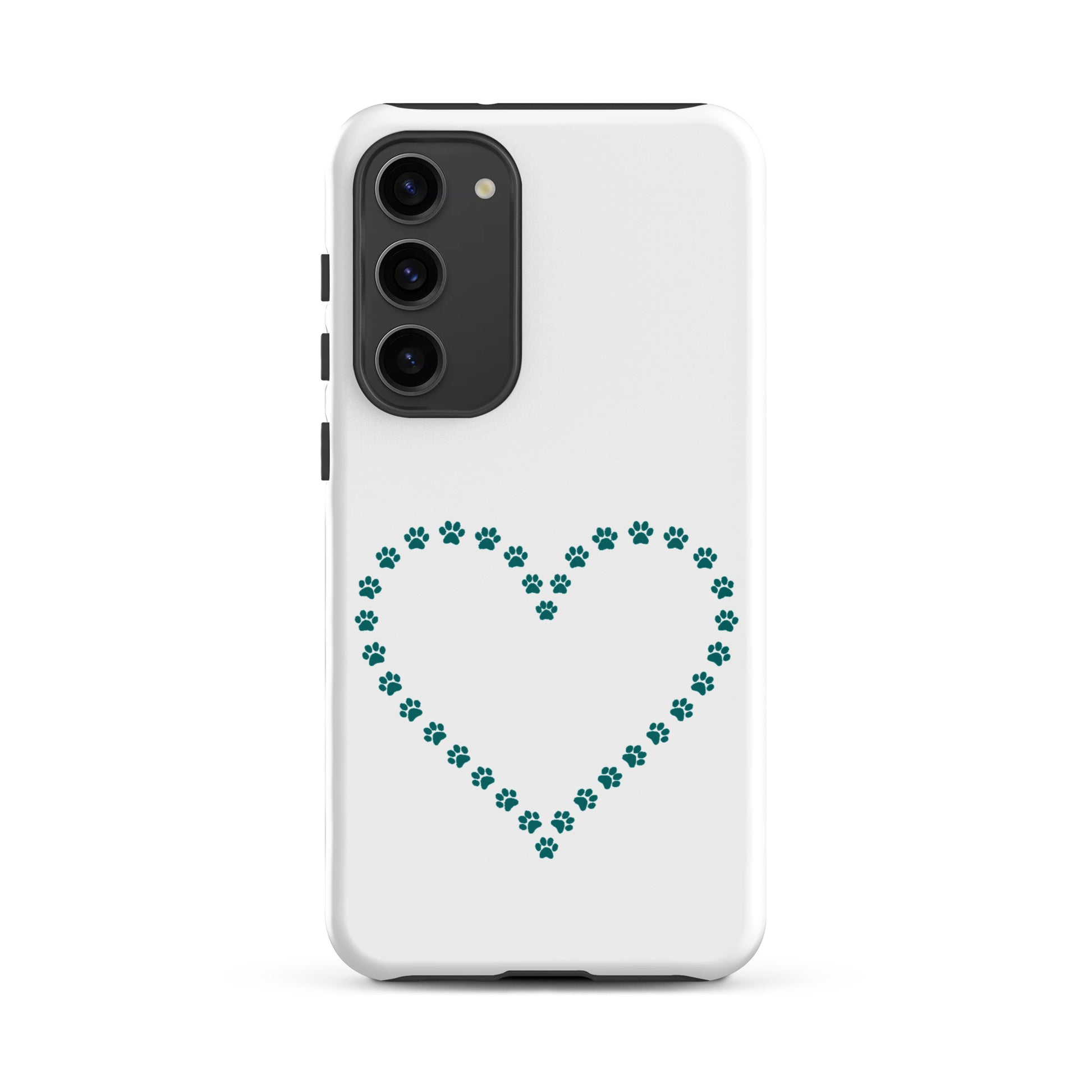 Phone Case for Samsung Galaxy featuring a heart made of paw prints, perfect for pet lovers.