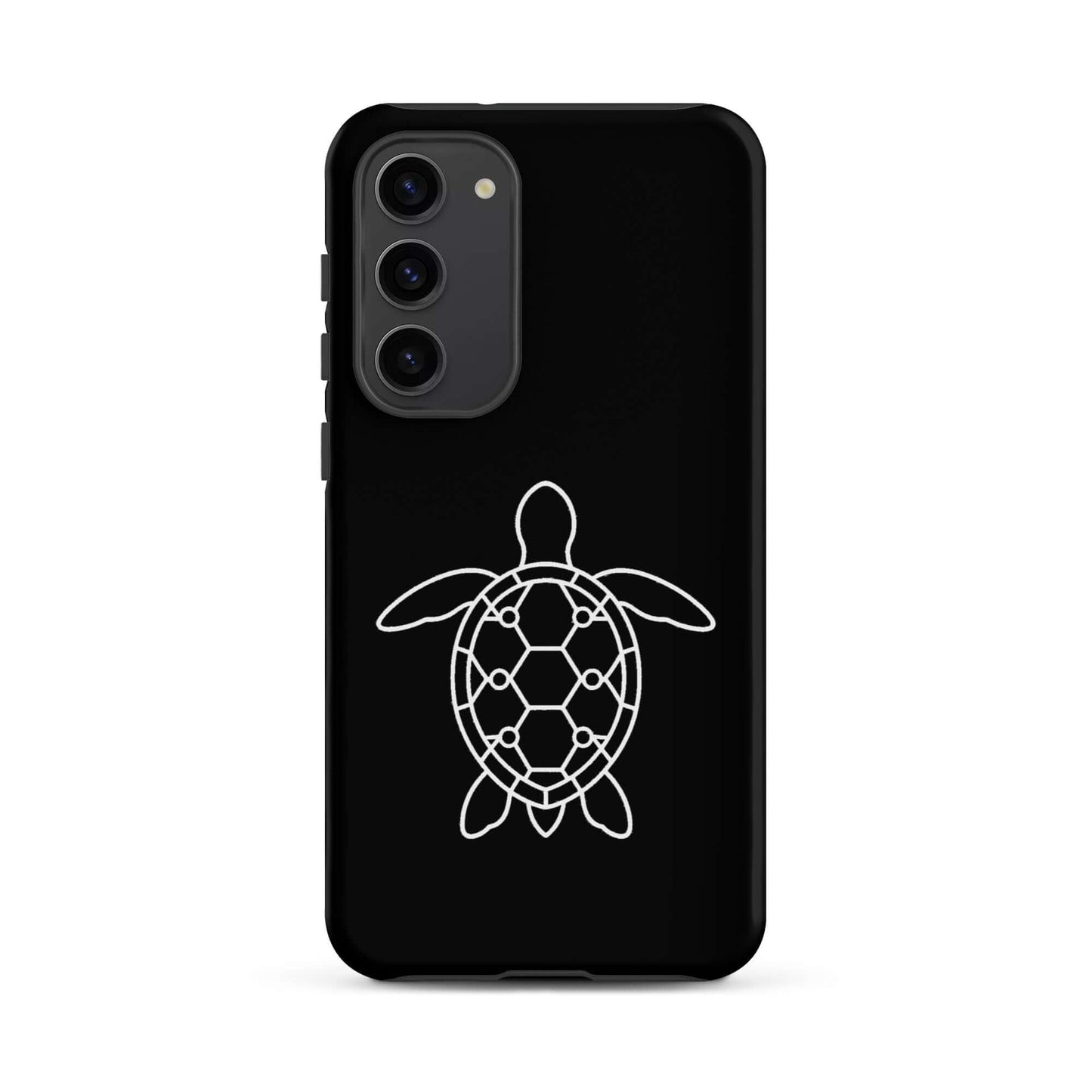 phone case featuring a minimalist sea turtle silhouette design on a sleek black background