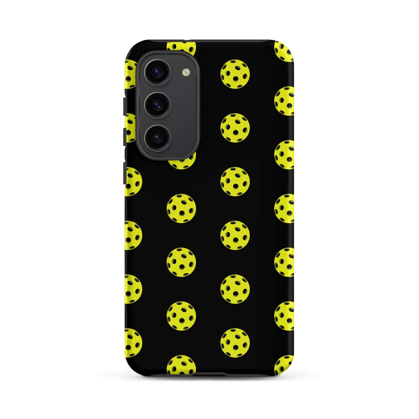 Phone Case for Samsung Galaxy with a pickleball pattern on a black background