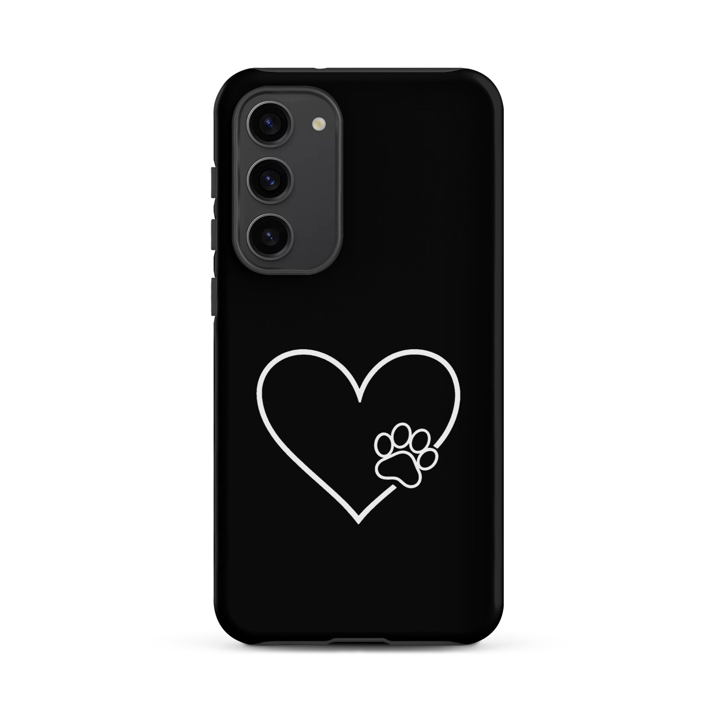 Phone Case for Samsung Galaxy with elegant heart and paw print design, perfect for pet lovers seeking stylish protection.