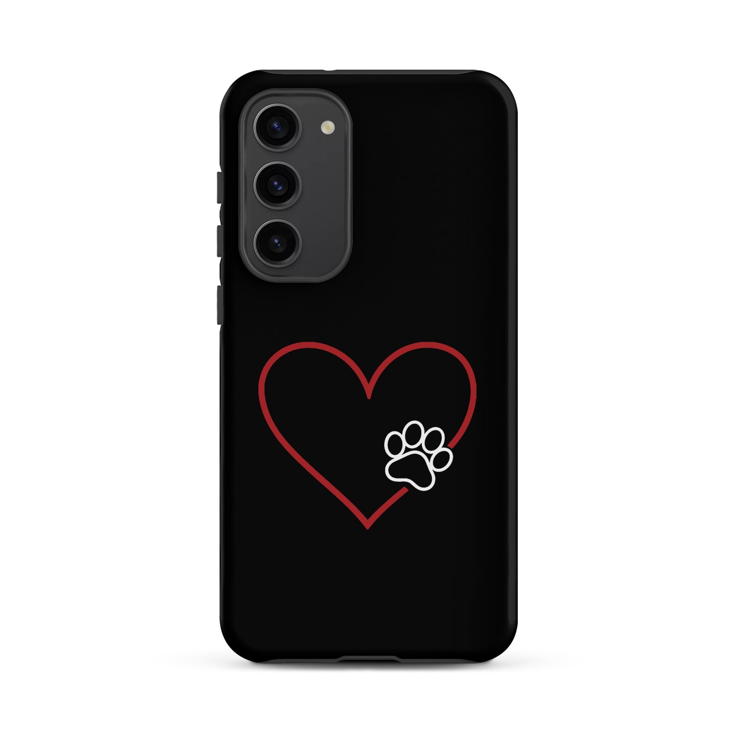 Phone Case for Samsung Galaxy with heart and paw print design, minimalist protective cover for pet lovers.