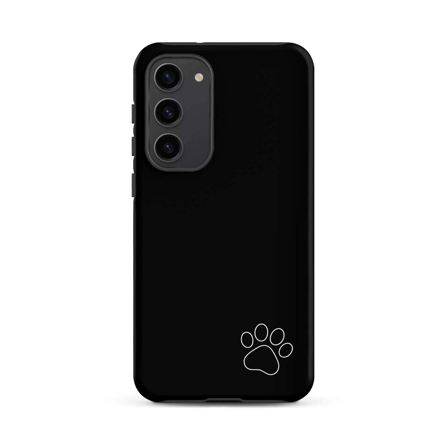 Paw-Print Luxe Minimalist Phone Case for Samsung Galaxy in sleek black, featuring a white paw print for pet lovers and animal enthusiasts.