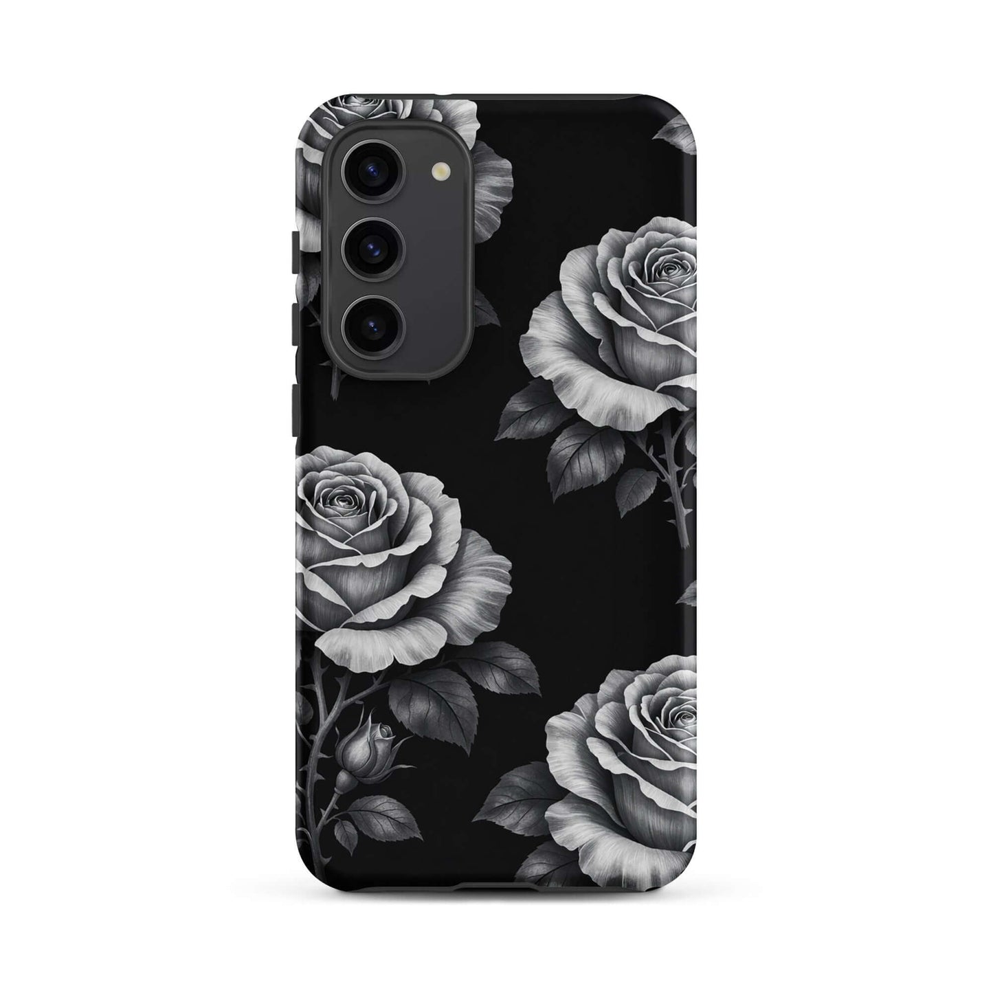 Phone Case for Samsung Galaxy with rose garden design on black background